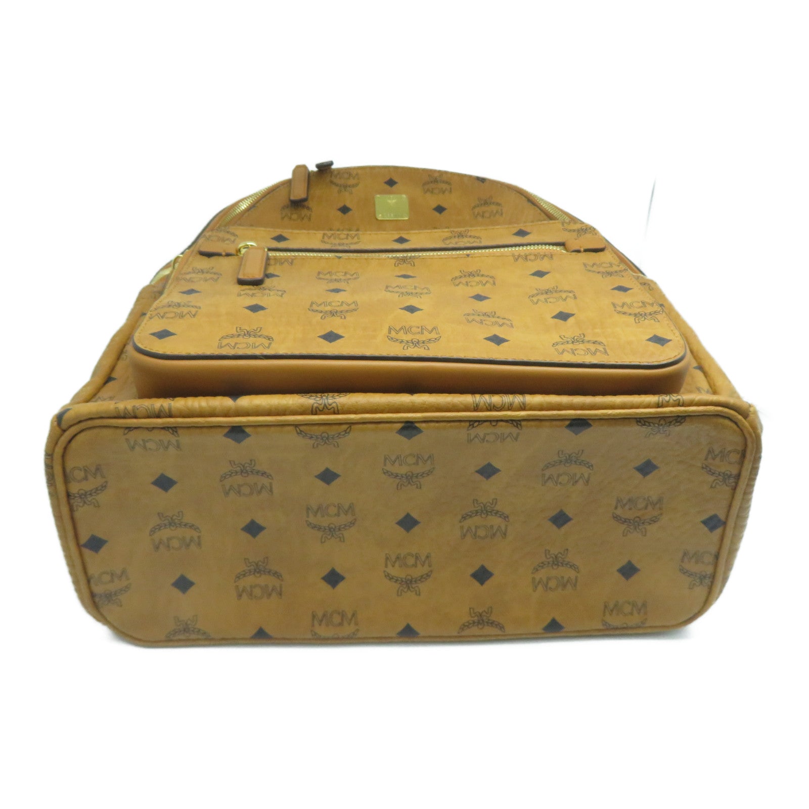 MCM 【激減優惠】牛皮皮革Backpack金扣背包啡色