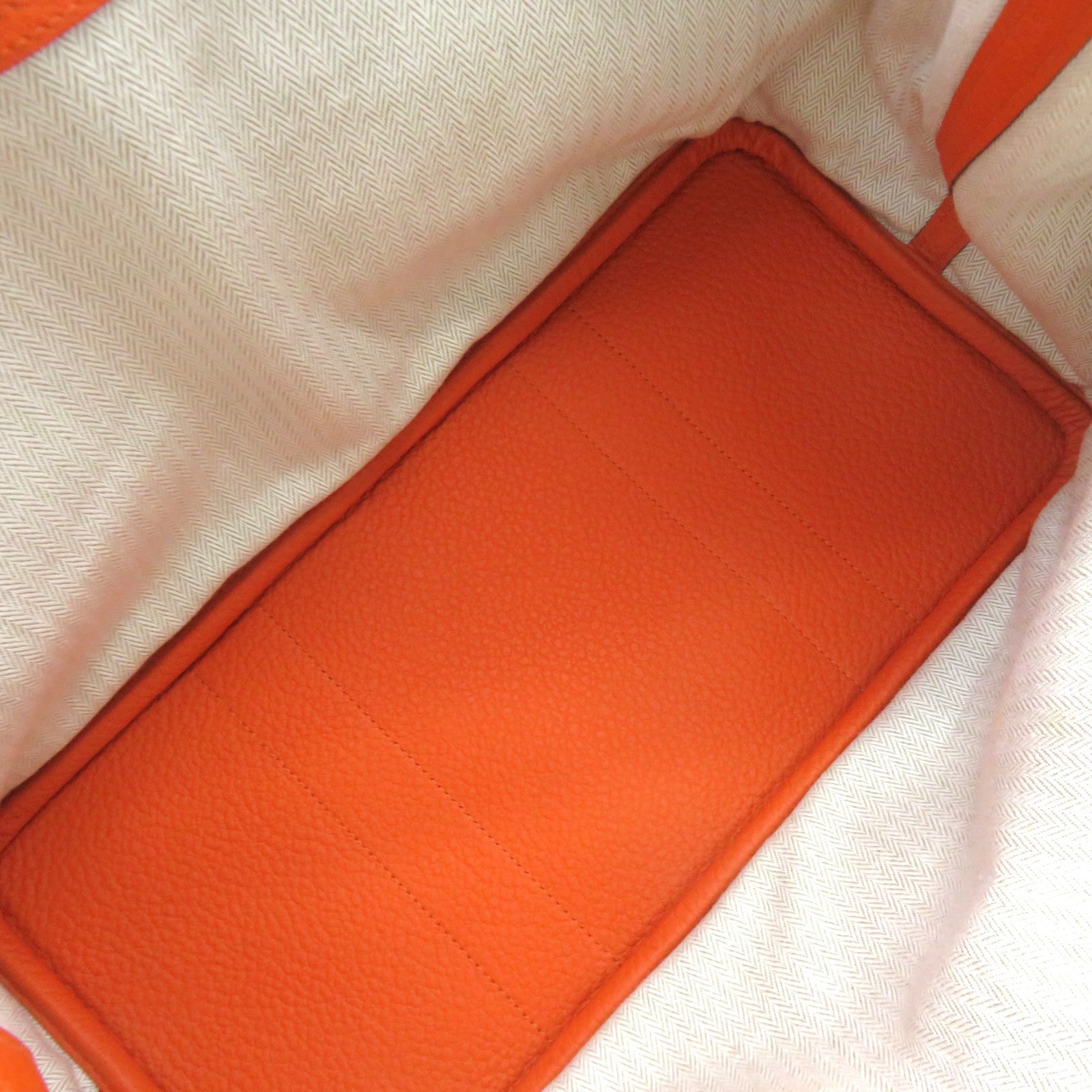 HERMES 【激減優惠】Negonda皮革Garden Party PM Hand Bag手挽袋Feu橙色