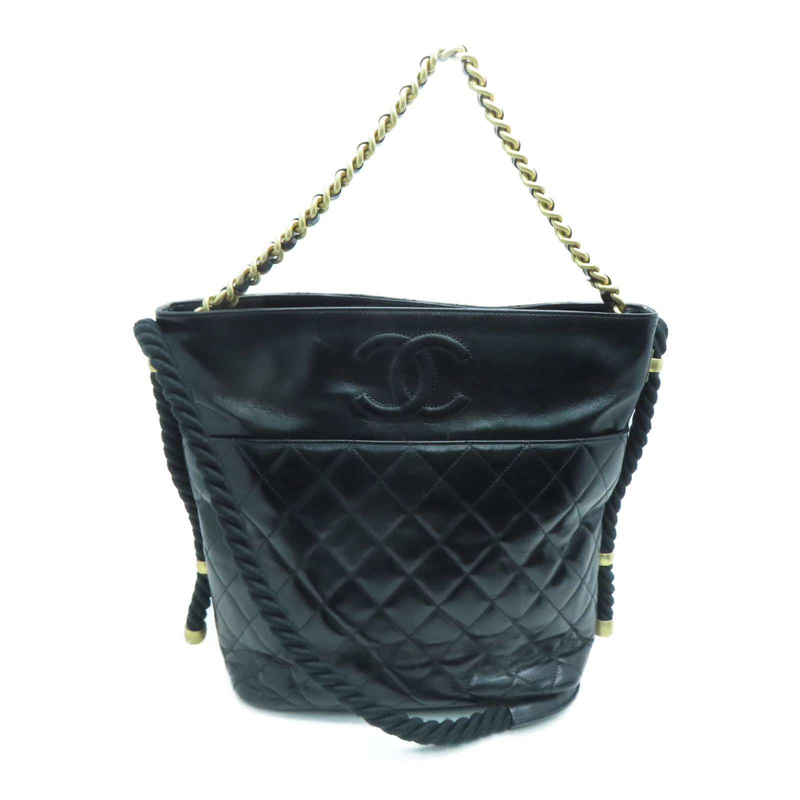 CHANEL 【激減優惠】菱格皮革Shoulder Bag金扣肩背袋黑色