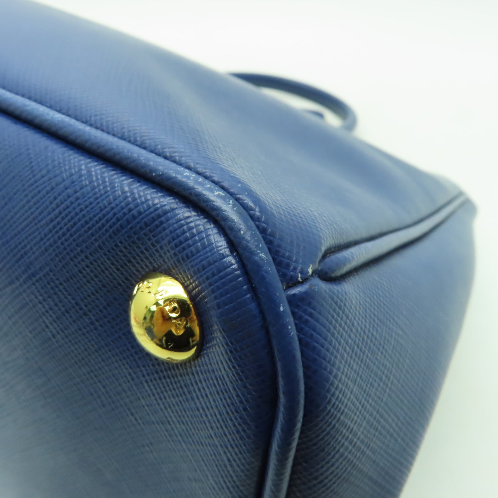 PRADA Saffiano皮革Tote Bag金扣手挽袋藍色