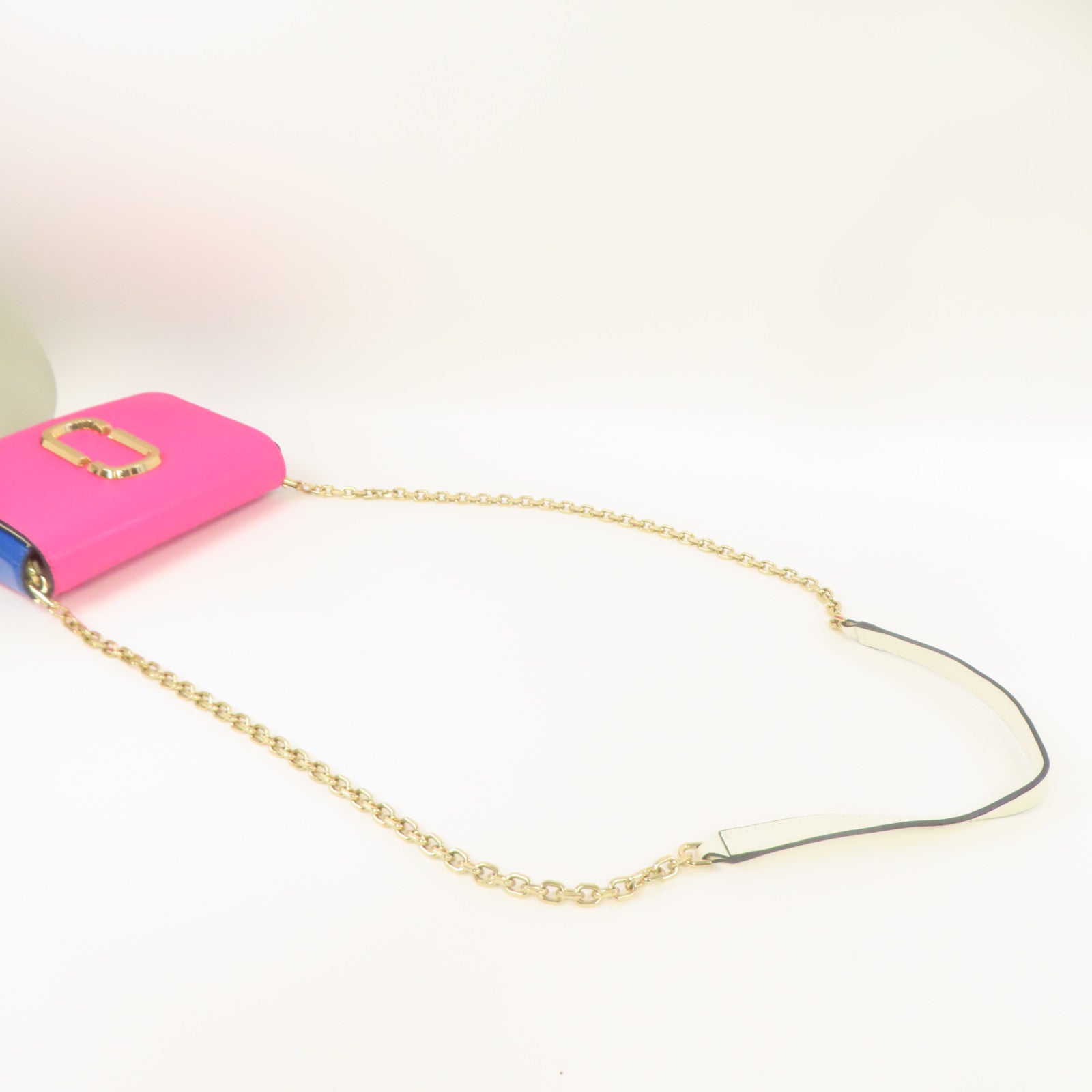 MARC JACOBS 牛皮皮革Chain Shoulder金扣鏈帶肩背袋粉紅色/藍色