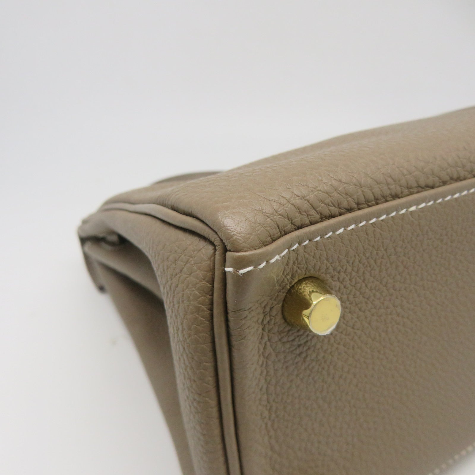 HERMES Togo皮革Kelly 25金扣手挽肩背兩用袋大象灰色