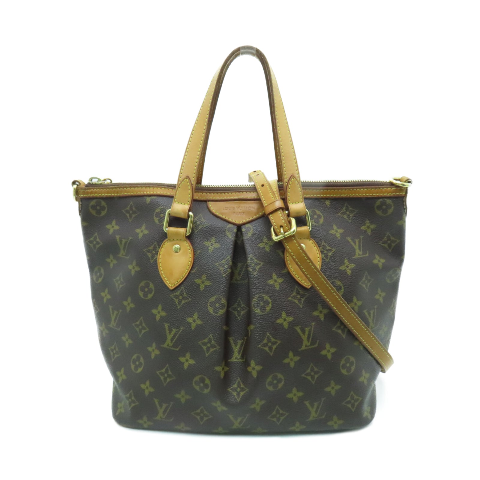 LOUIS VUITTON Monogram Palermo PM金扣手挽肩背兩用袋棕色
