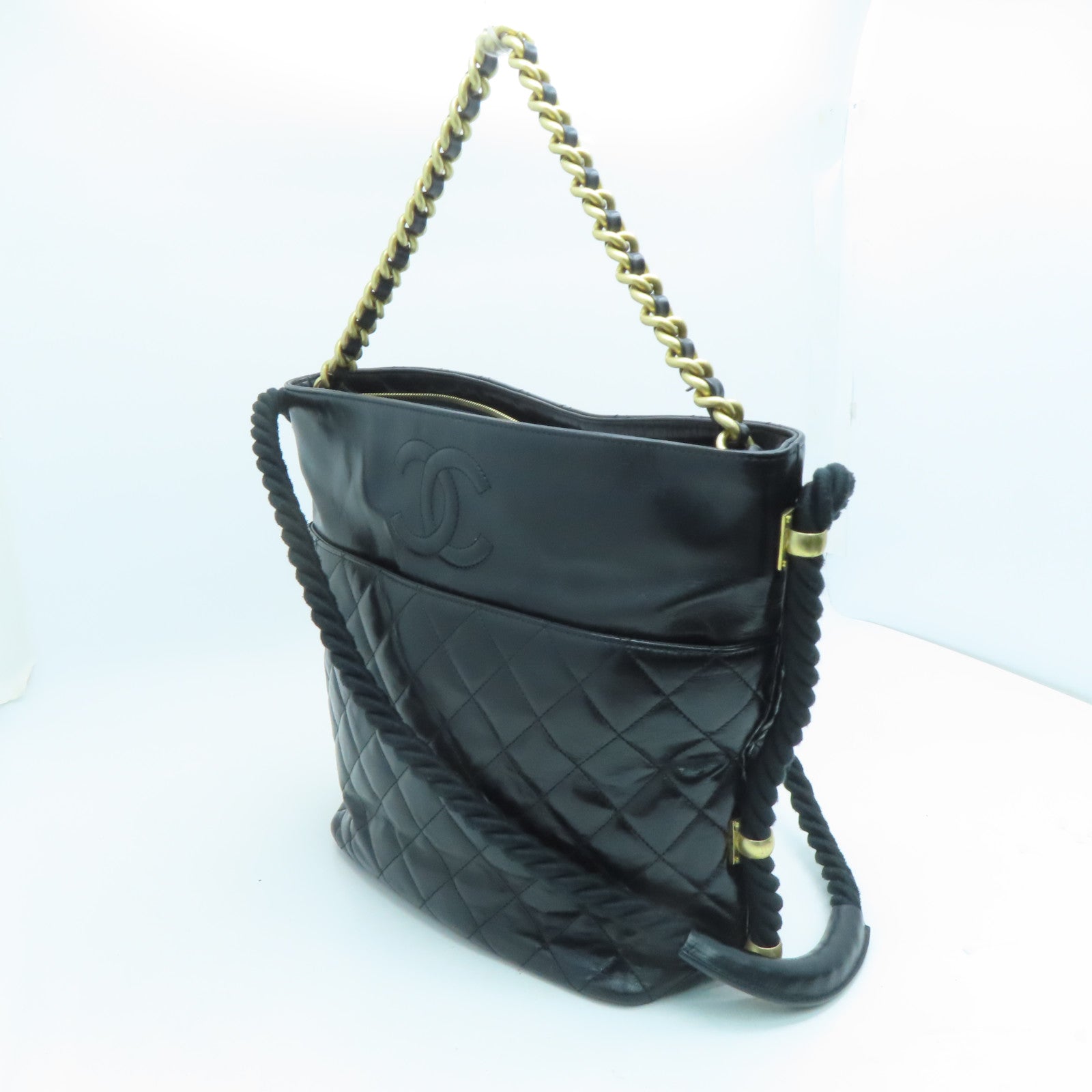 CHANEL 【激減優惠】菱格皮革Shoulder Bag金扣肩背袋黑色