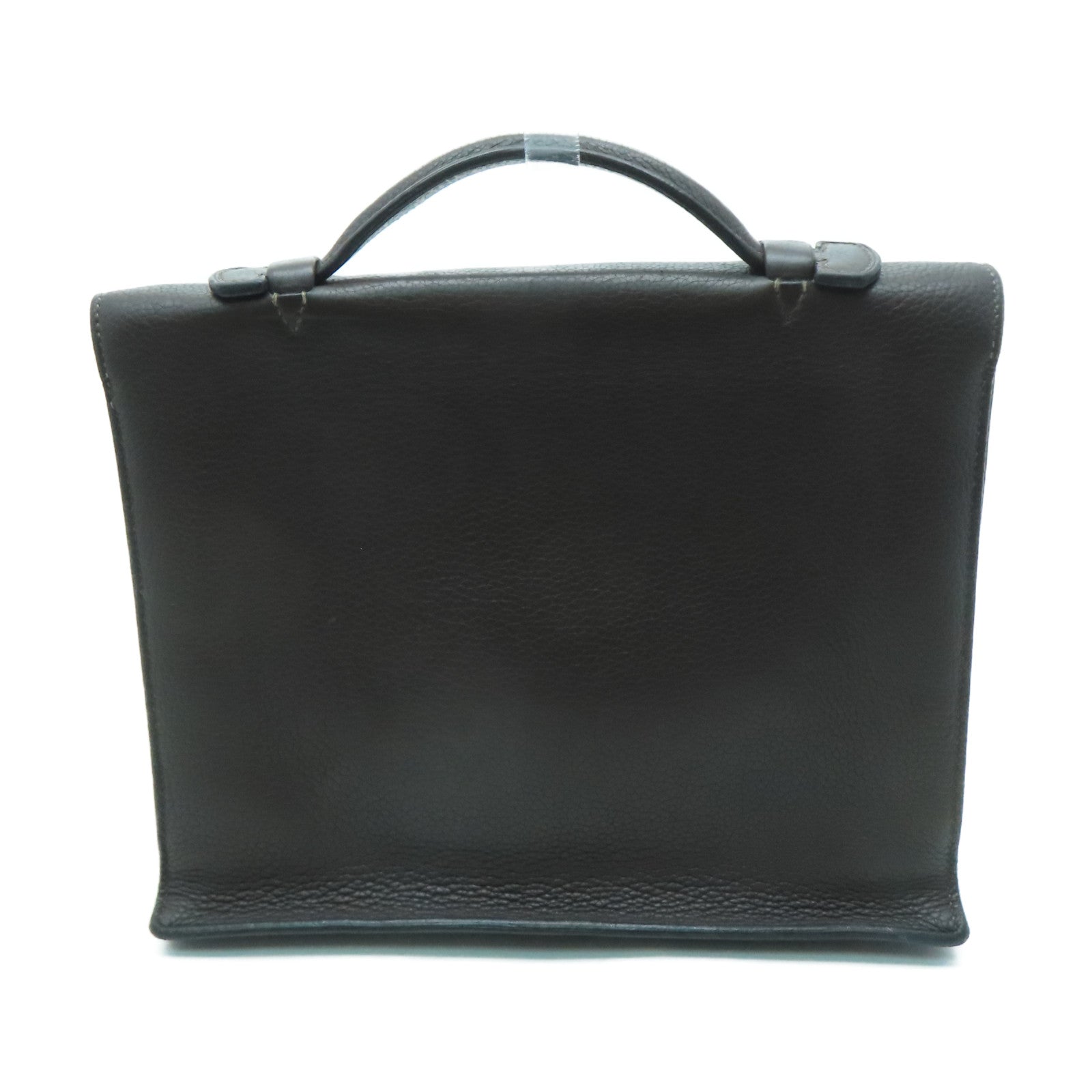 HERMES 【激減優惠】牛皮皮革Sac A Depeches 27銀扣手挽袋啡色