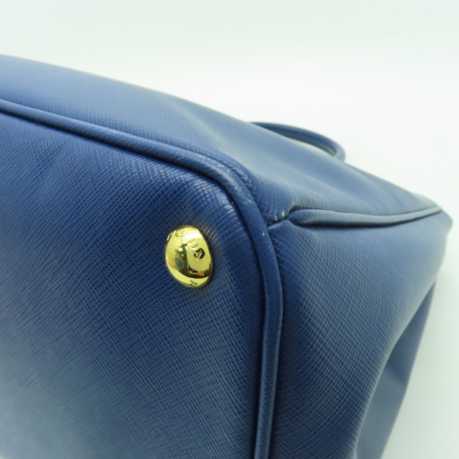 PRADA Saffiano皮革Tote Bag金扣手挽袋藍色