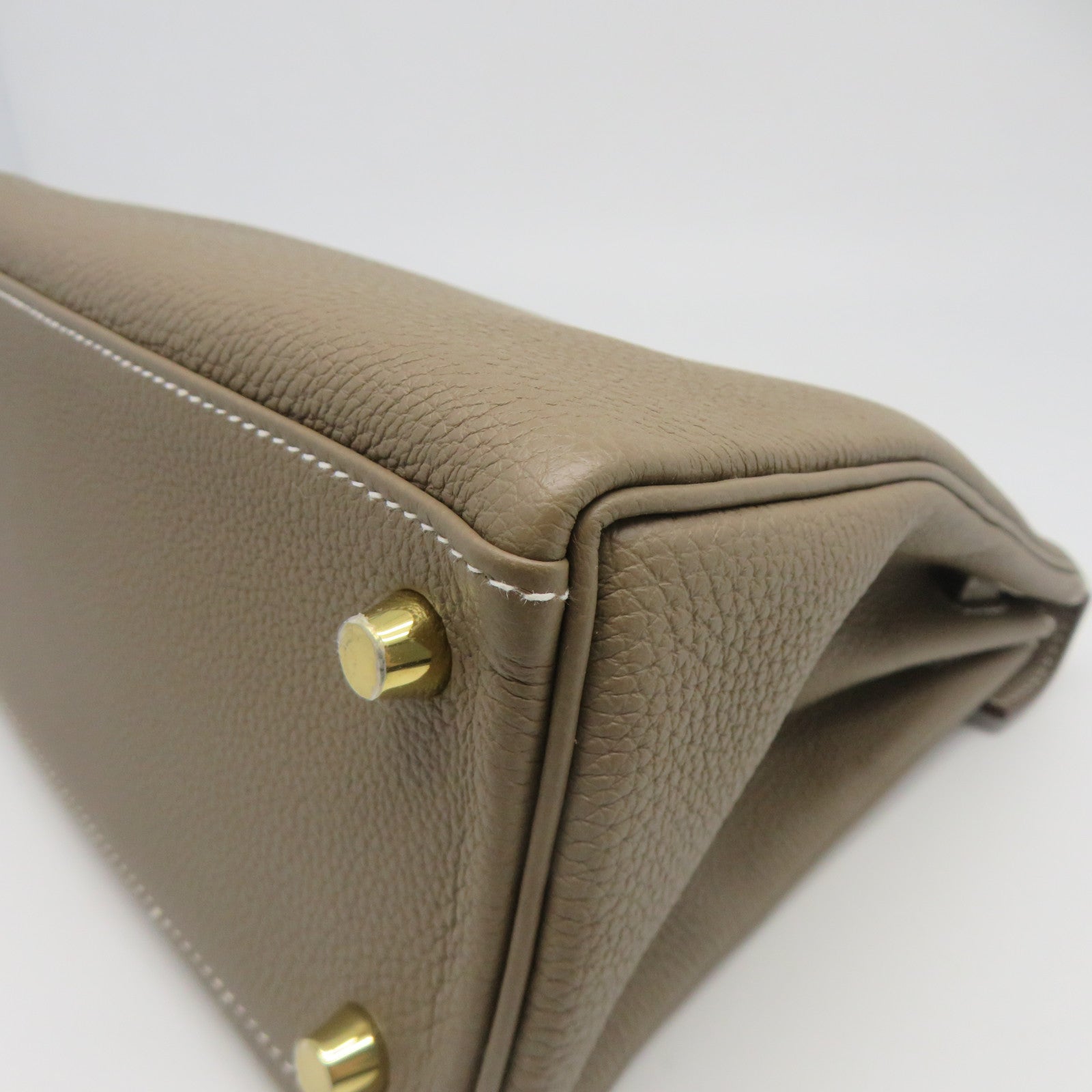 HERMES Togo皮革Kelly 25金扣手挽肩背兩用袋大象灰色