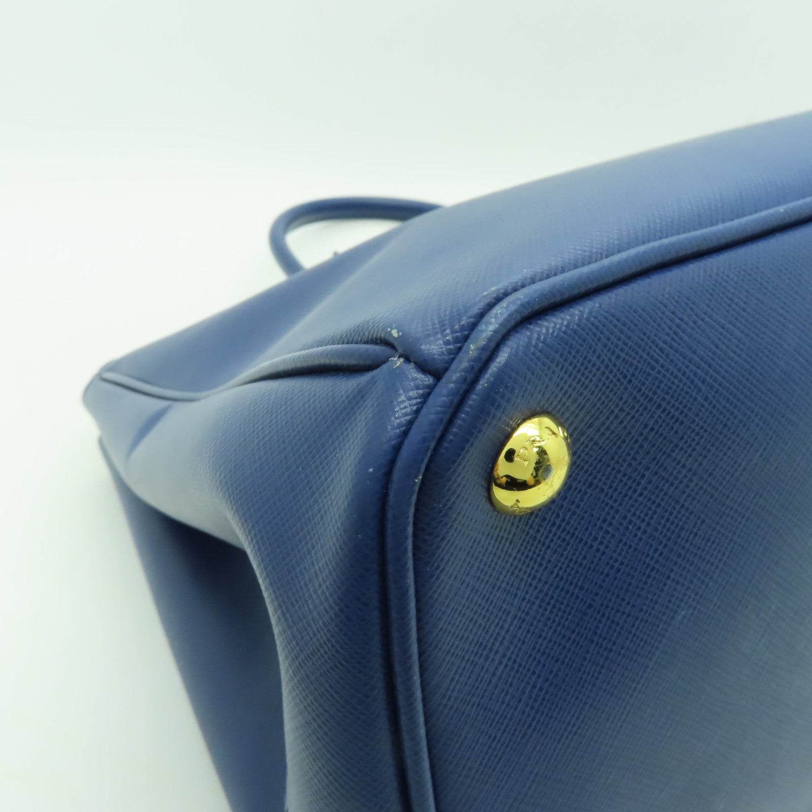 PRADA Saffiano皮革Tote Bag金扣手挽袋藍色