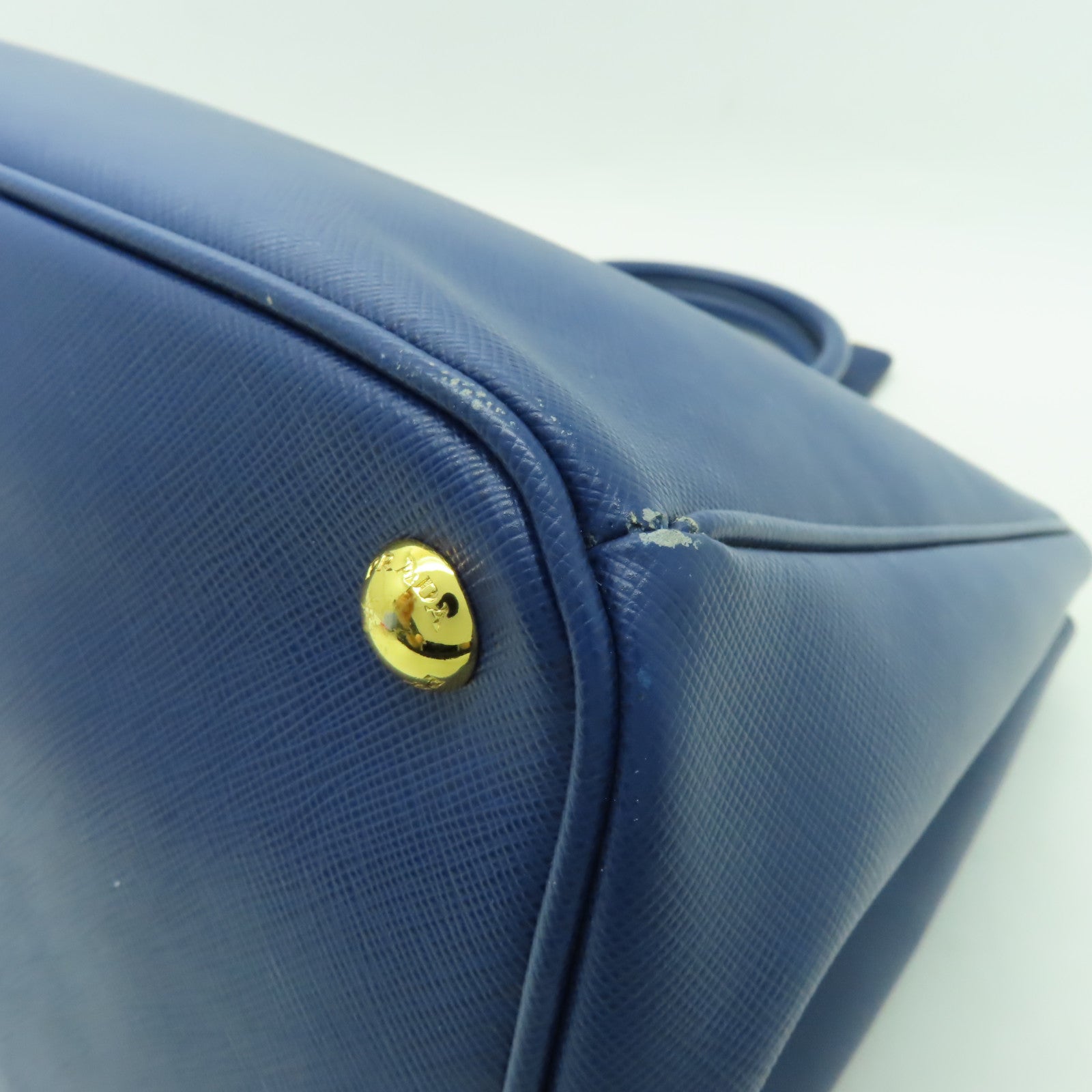 PRADA Saffiano皮革Tote Bag金扣手挽袋藍色