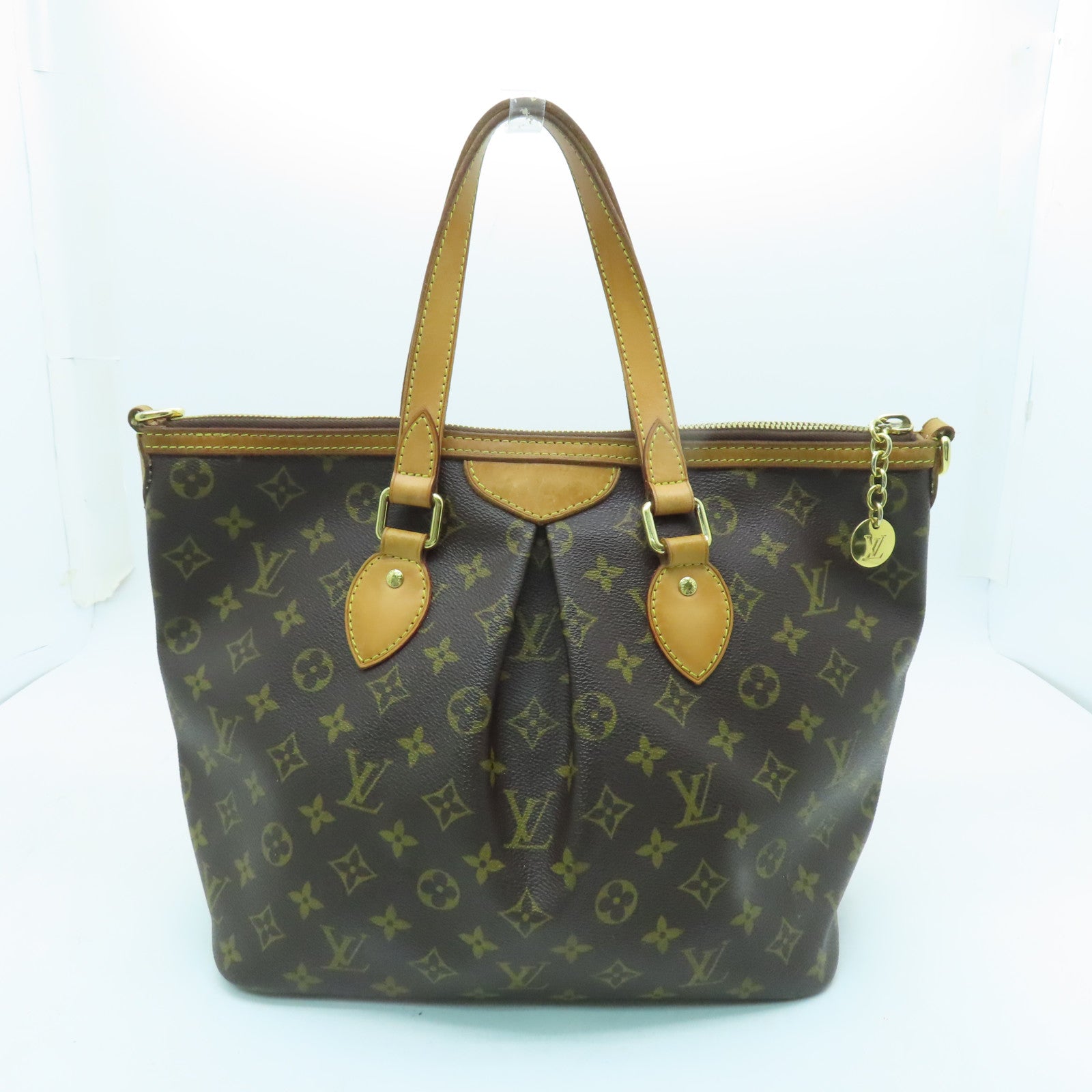 LOUIS VUITTON Monogram Palermo PM金扣手挽肩背兩用袋棕色