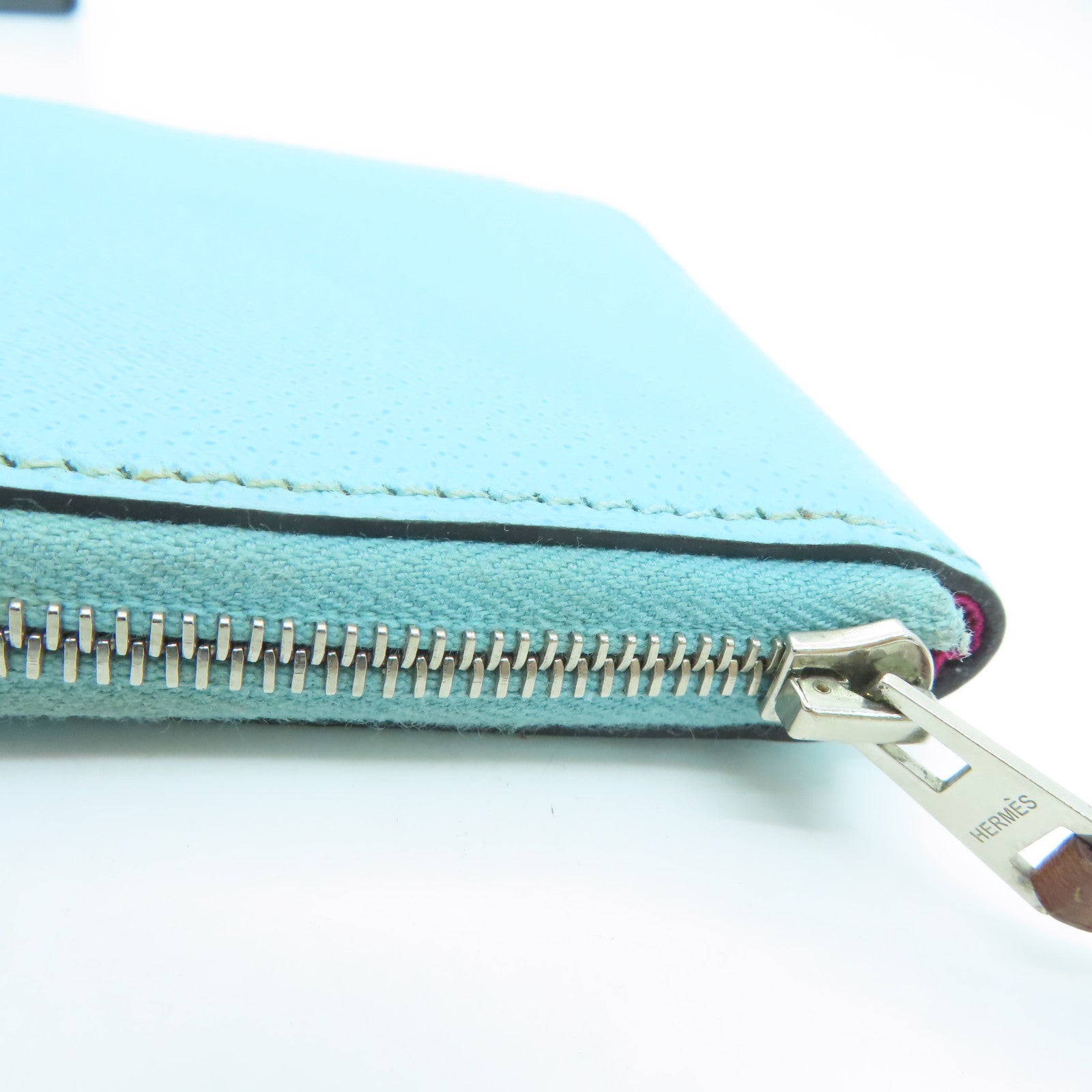 HERMES 【激減優惠】Epsom皮革Silk In Change Purse銀扣零錢包藍色