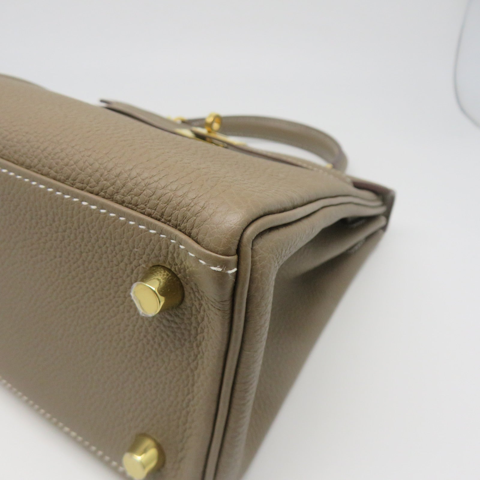 HERMES Togo皮革Kelly 25金扣手挽肩背兩用袋大象灰色