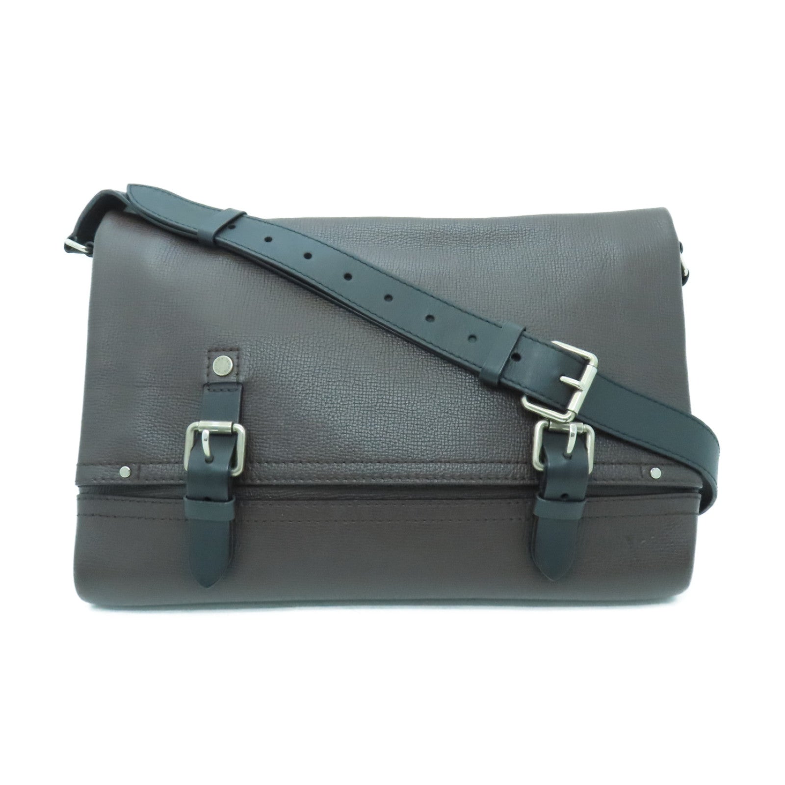 LOUIS VUITTON 牛皮皮革Canyon Messenger MM銀扣肩背袋啡色