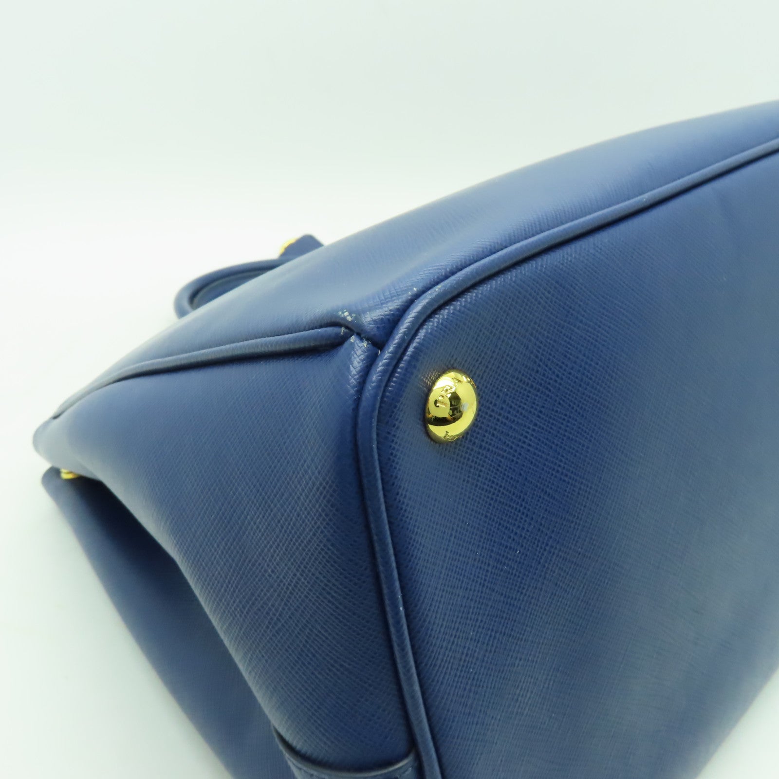 PRADA Saffiano皮革Tote Bag金扣手挽袋藍色