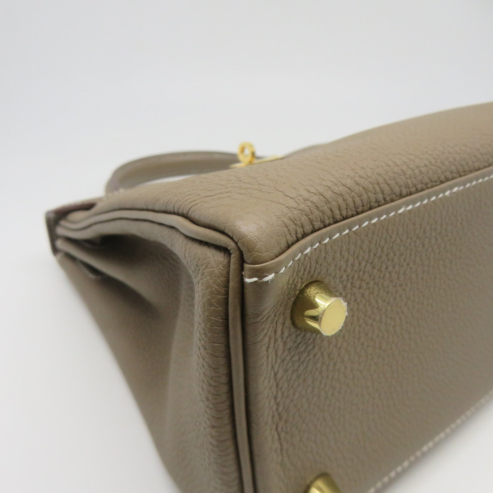 HERMES Togo皮革Kelly 25金扣手挽肩背兩用袋大象灰色