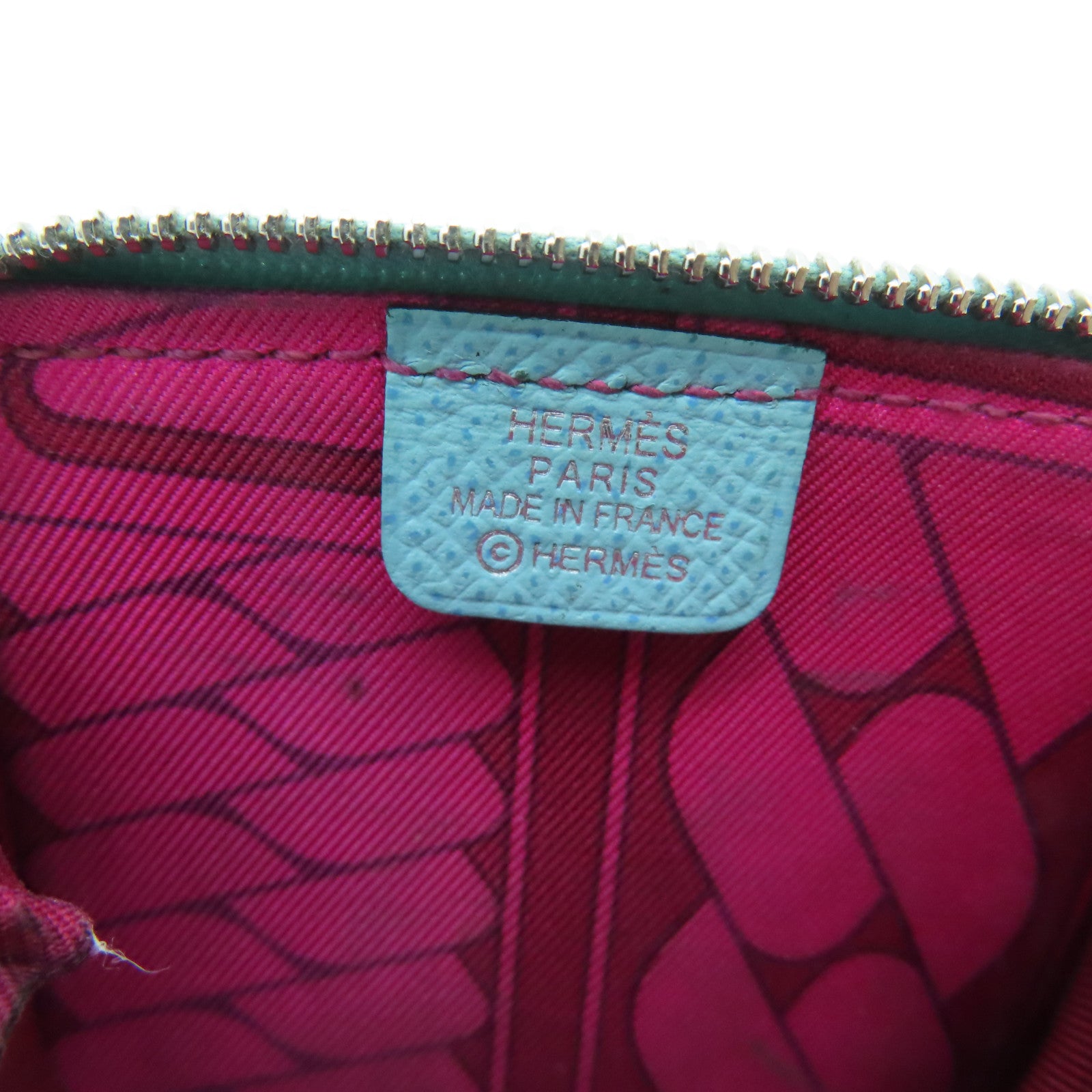 HERMES 【激減優惠】Epsom皮革Silk In Change Purse銀扣零錢包藍色