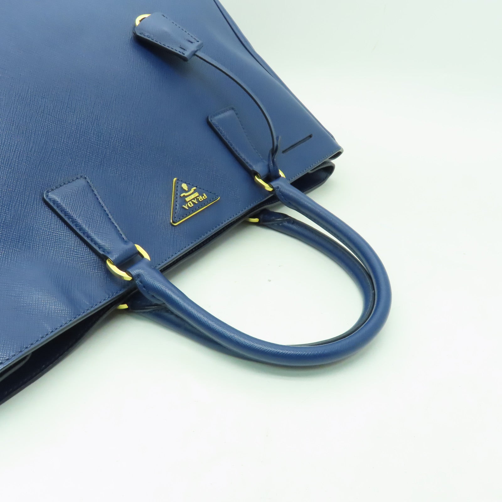 PRADA Saffiano皮革Tote Bag金扣手挽袋藍色