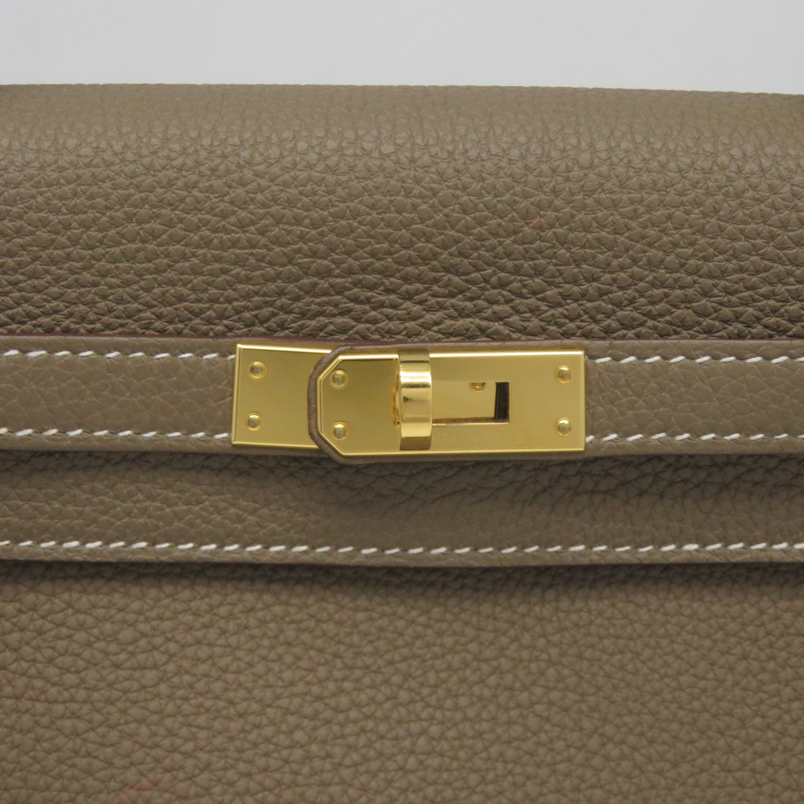 HERMES Togo皮革Kelly 25金扣手挽肩背兩用袋大象灰色