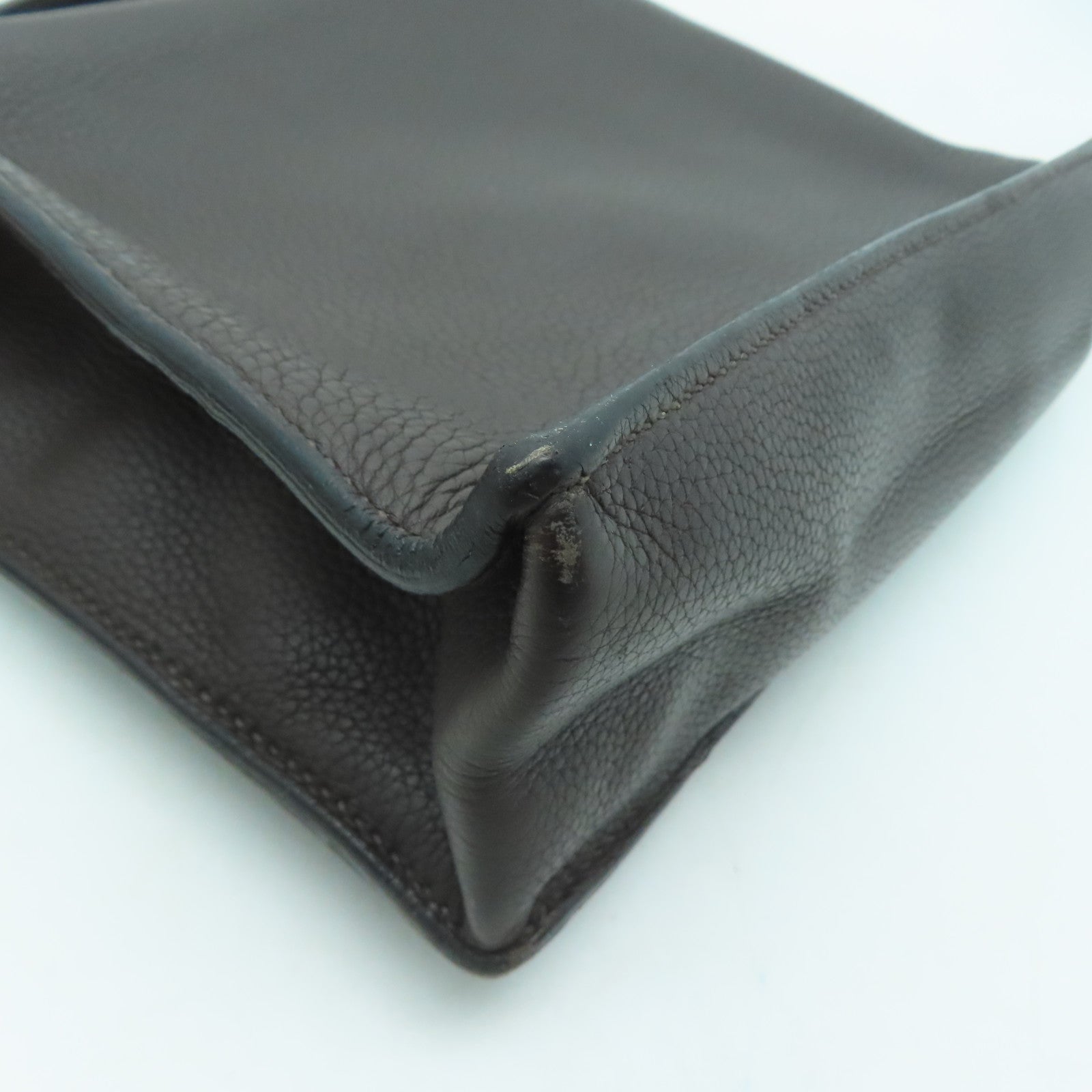 HERMES 【激減優惠】牛皮皮革Sac A Depeches 27銀扣手挽袋啡色