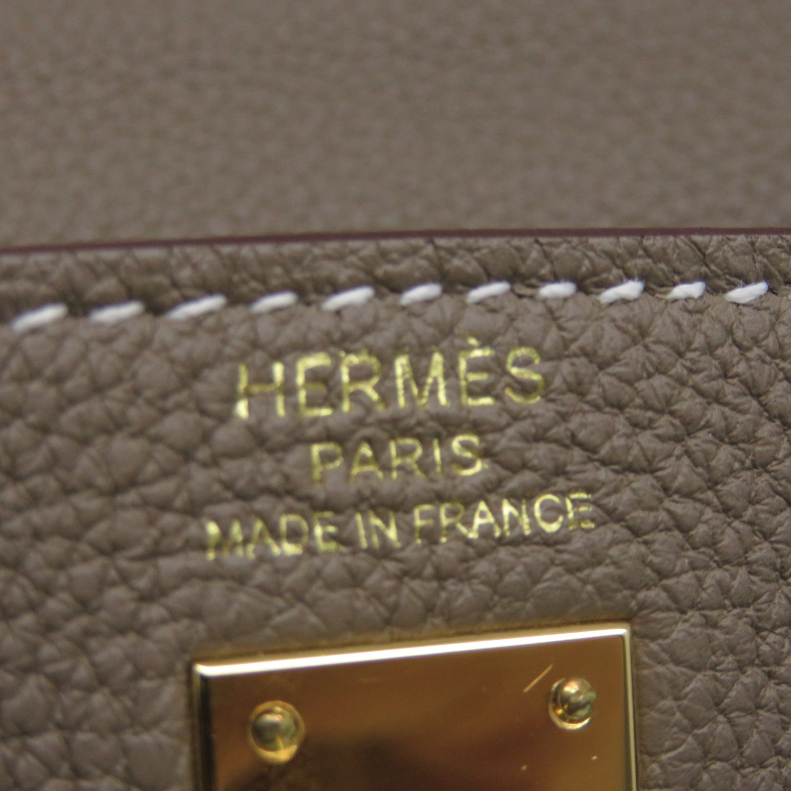 HERMES Togo皮革Kelly 25金扣手挽肩背兩用袋大象灰色