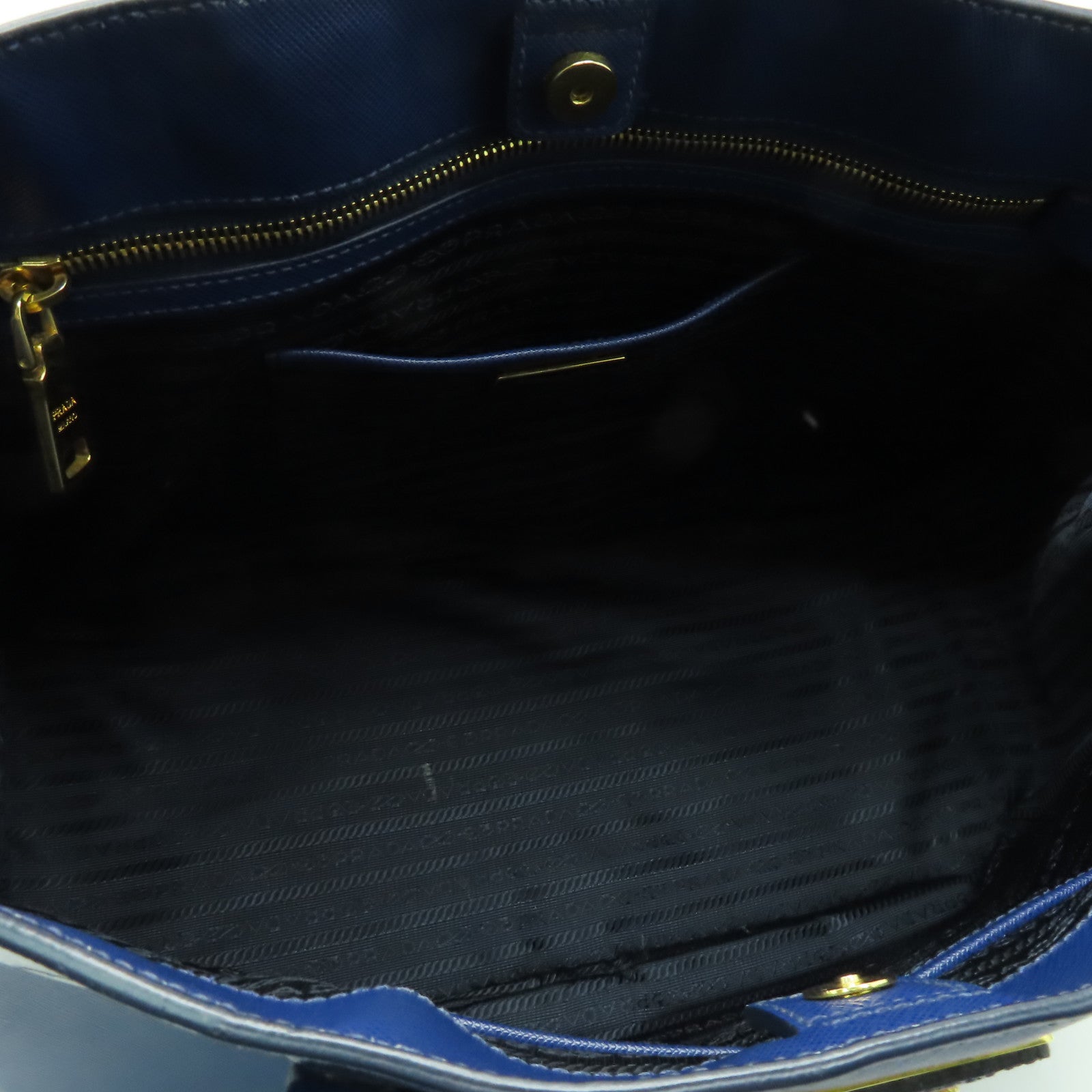 PRADA Saffiano皮革Tote Bag金扣手挽袋藍色