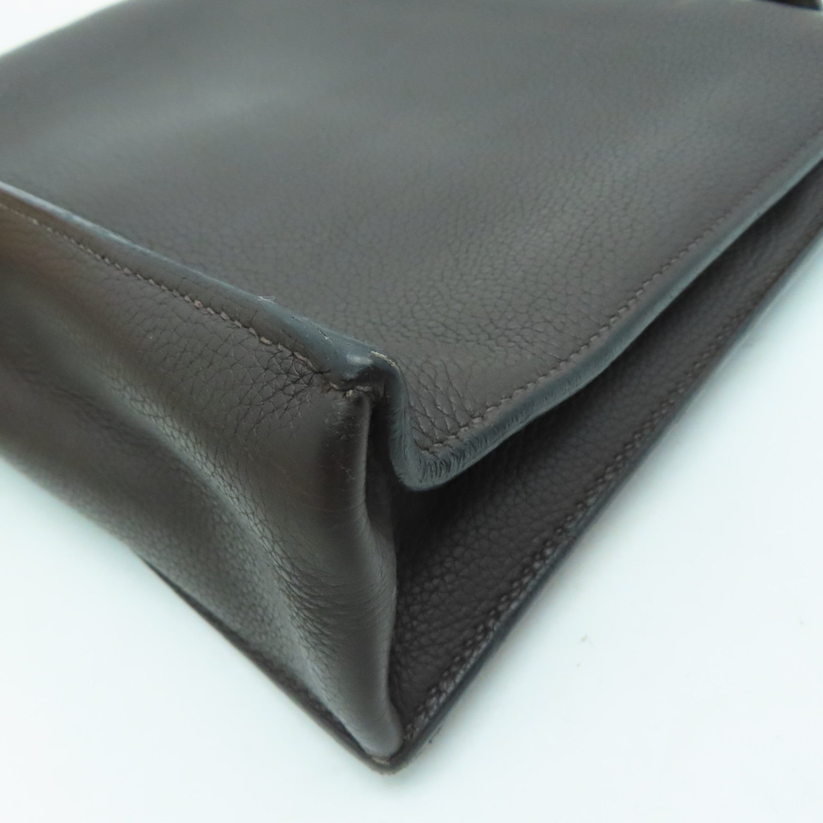 HERMES 【激減優惠】牛皮皮革Sac A Depeches 27銀扣手挽袋啡色
