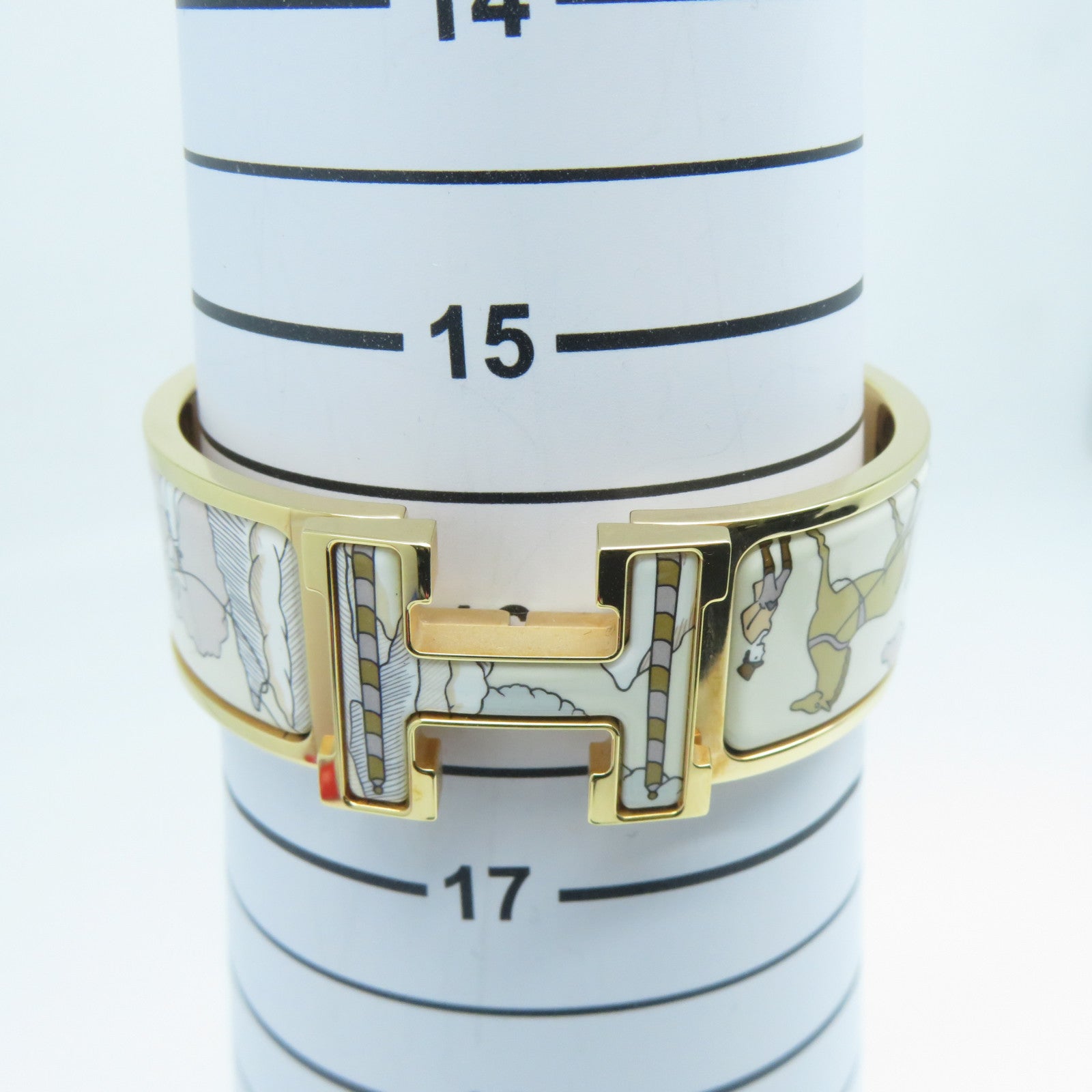 HERMES 金屬Clic Clac H Bracelet金扣手鐲白色