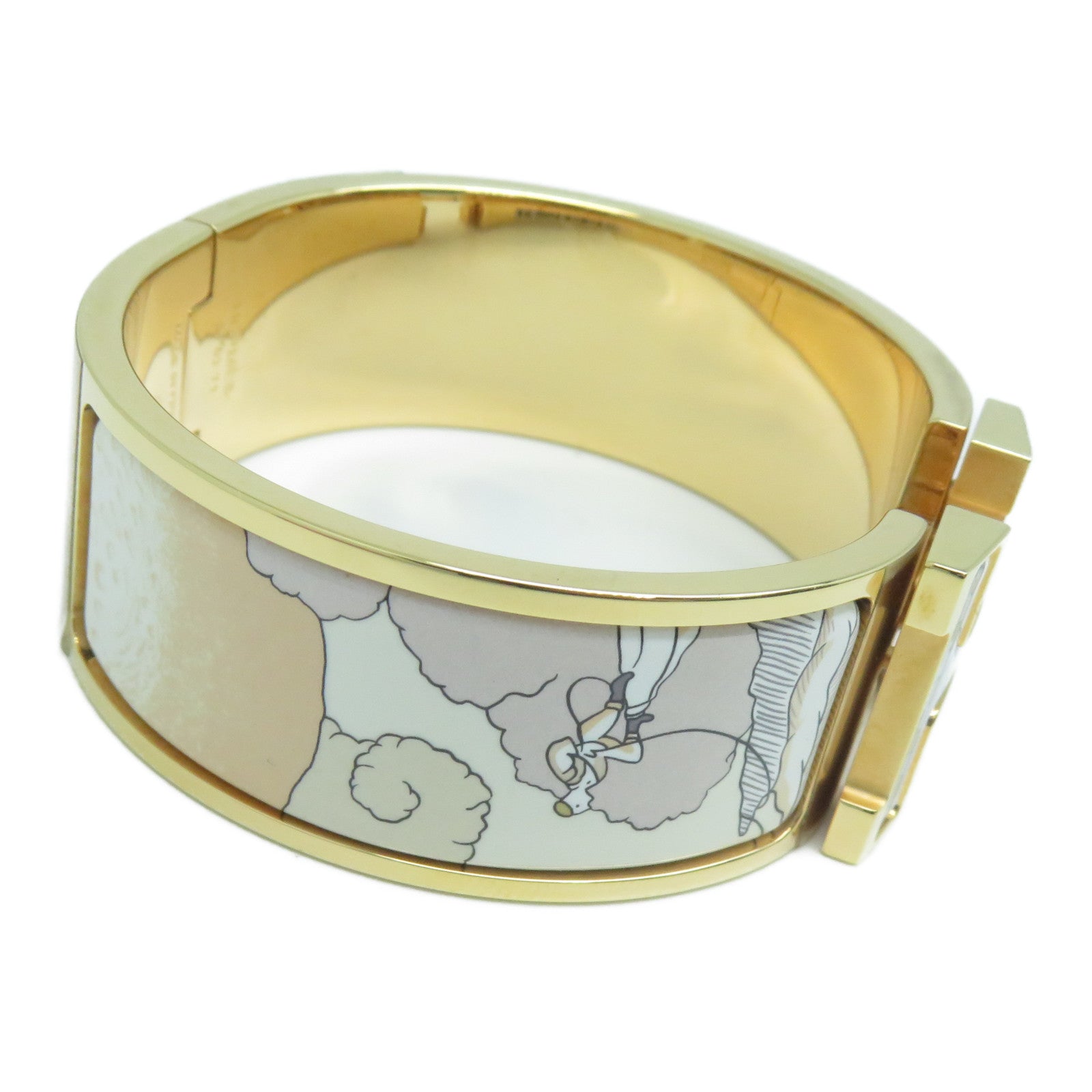 HERMES 金屬Clic Clac H Bracelet金扣手鐲白色