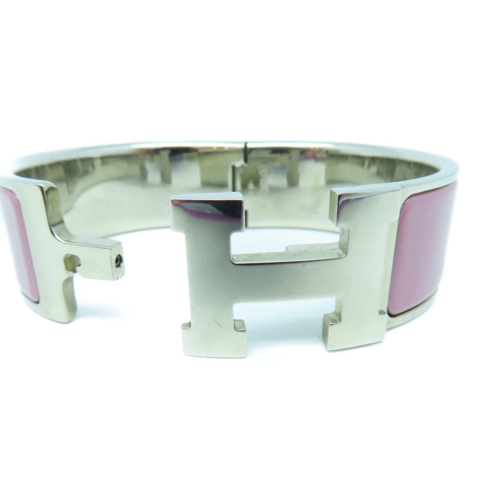 HERMES 金屬Clic H Bracelet手鐲Pink Delirium粉紅色