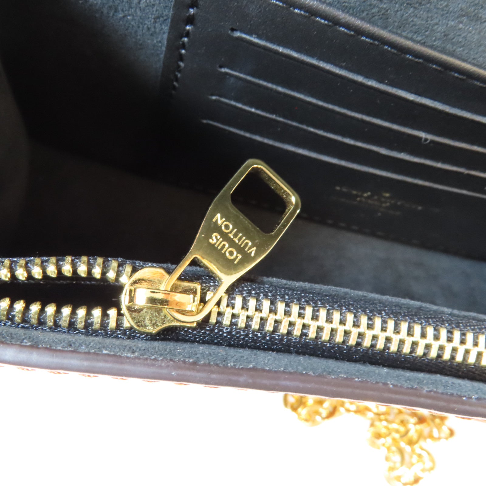 LOUIS VUITTON Monogram Reverse Dauphine金扣鏈帶肩背袋啡色