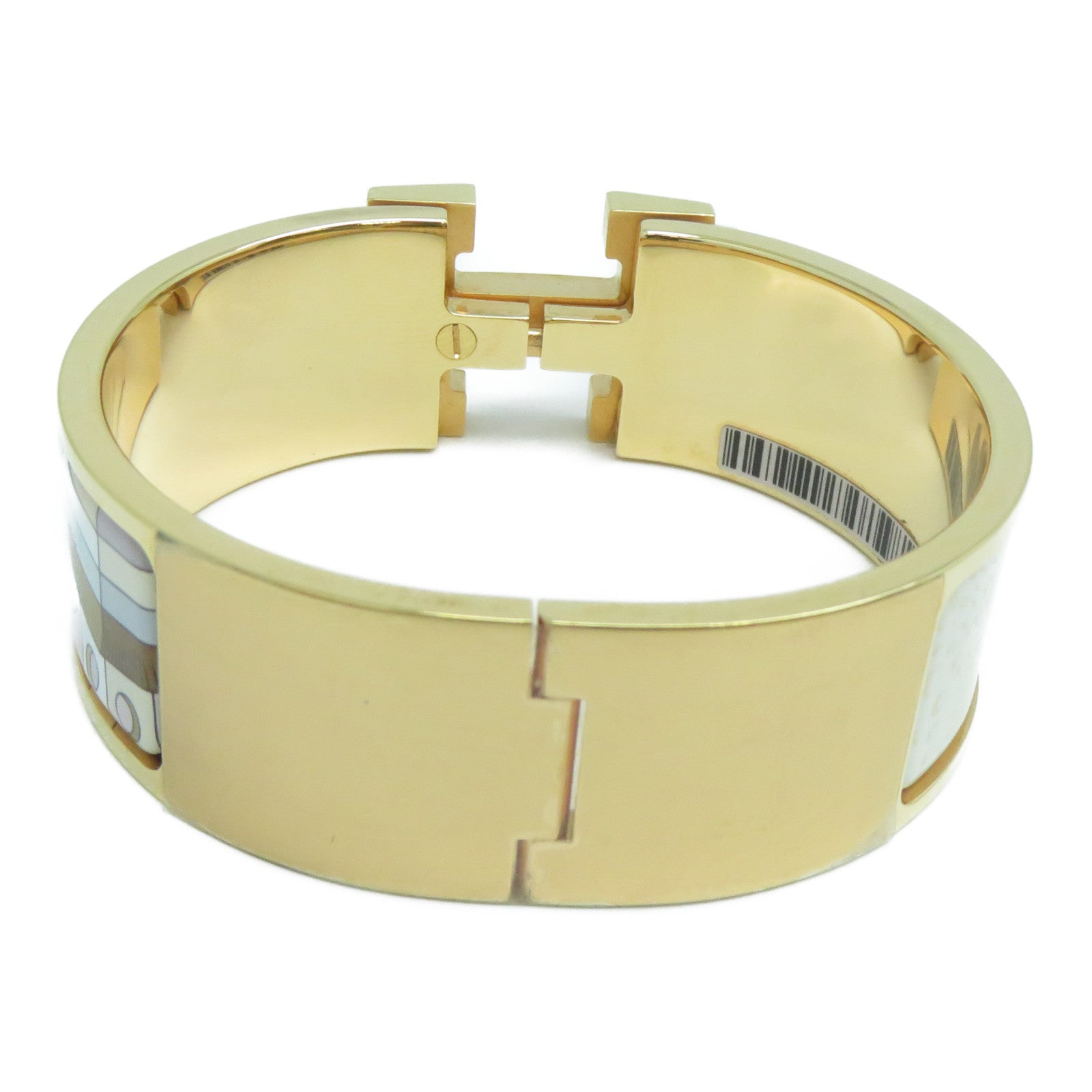 HERMES 金屬Clic Clac H Bracelet金扣手鐲白色