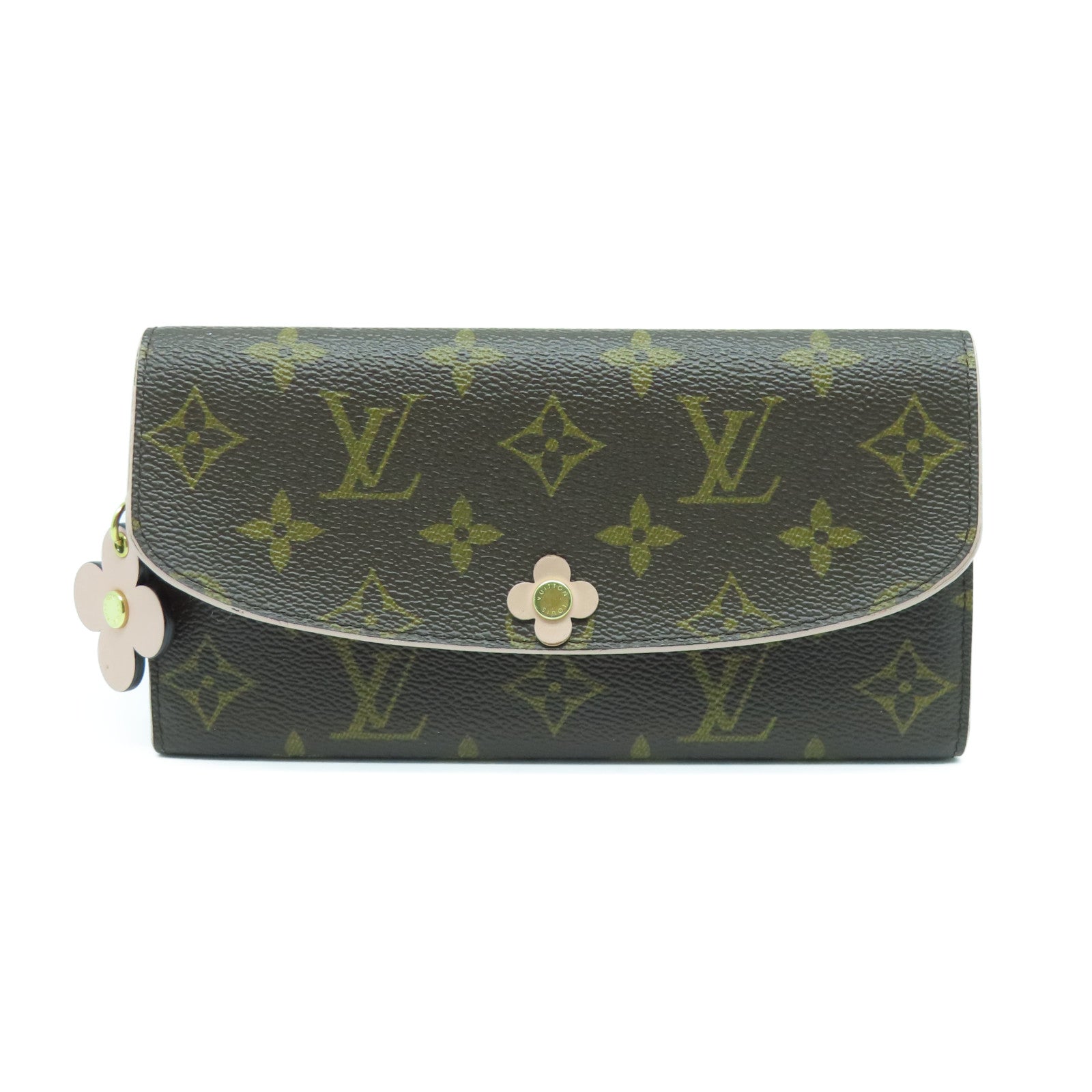 LOUIS VUITTON Monogram Emilie Wallet gold buckle long wallet brown