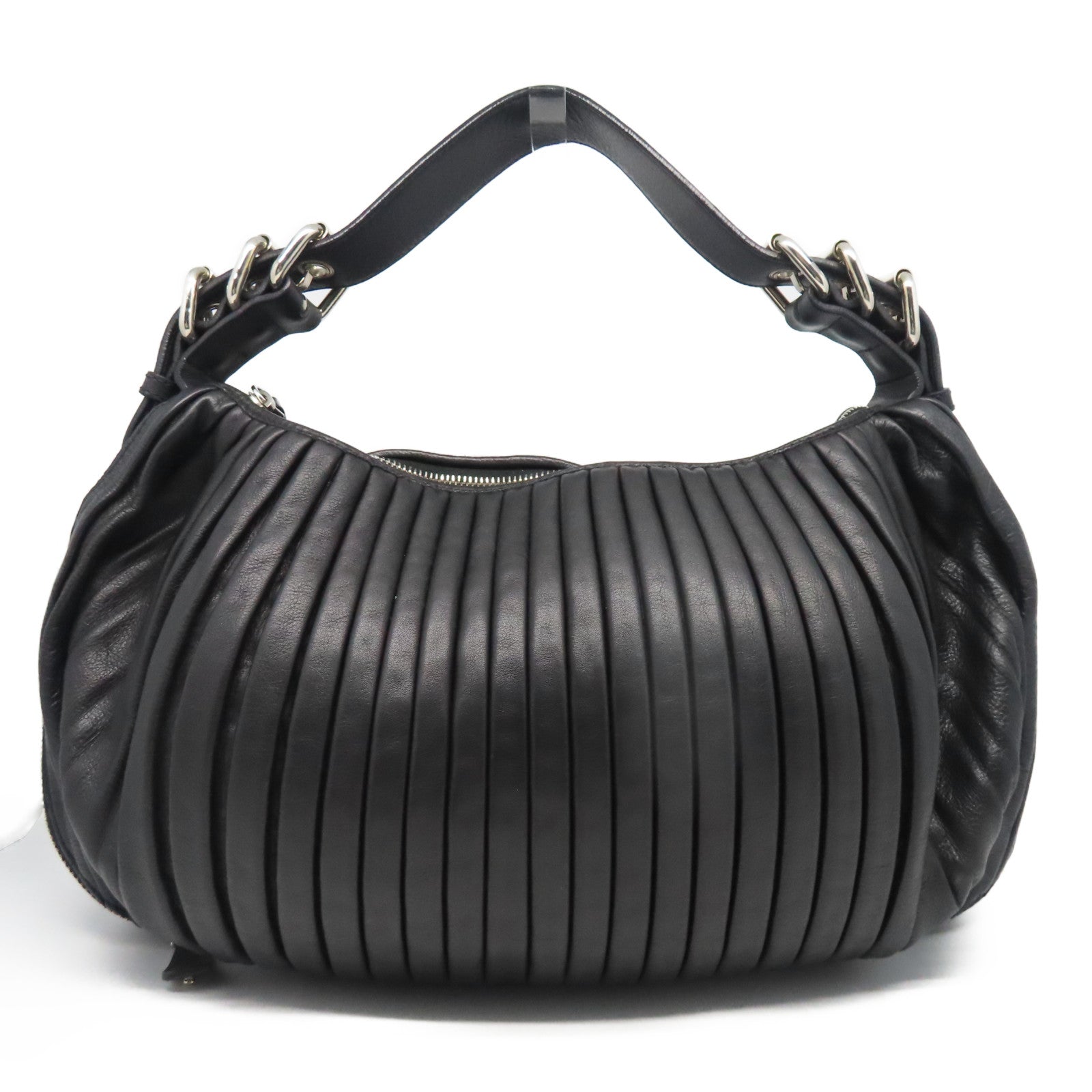 Miu Miu 牛皮皮革Tote Bag銀扣手挽袋黑色