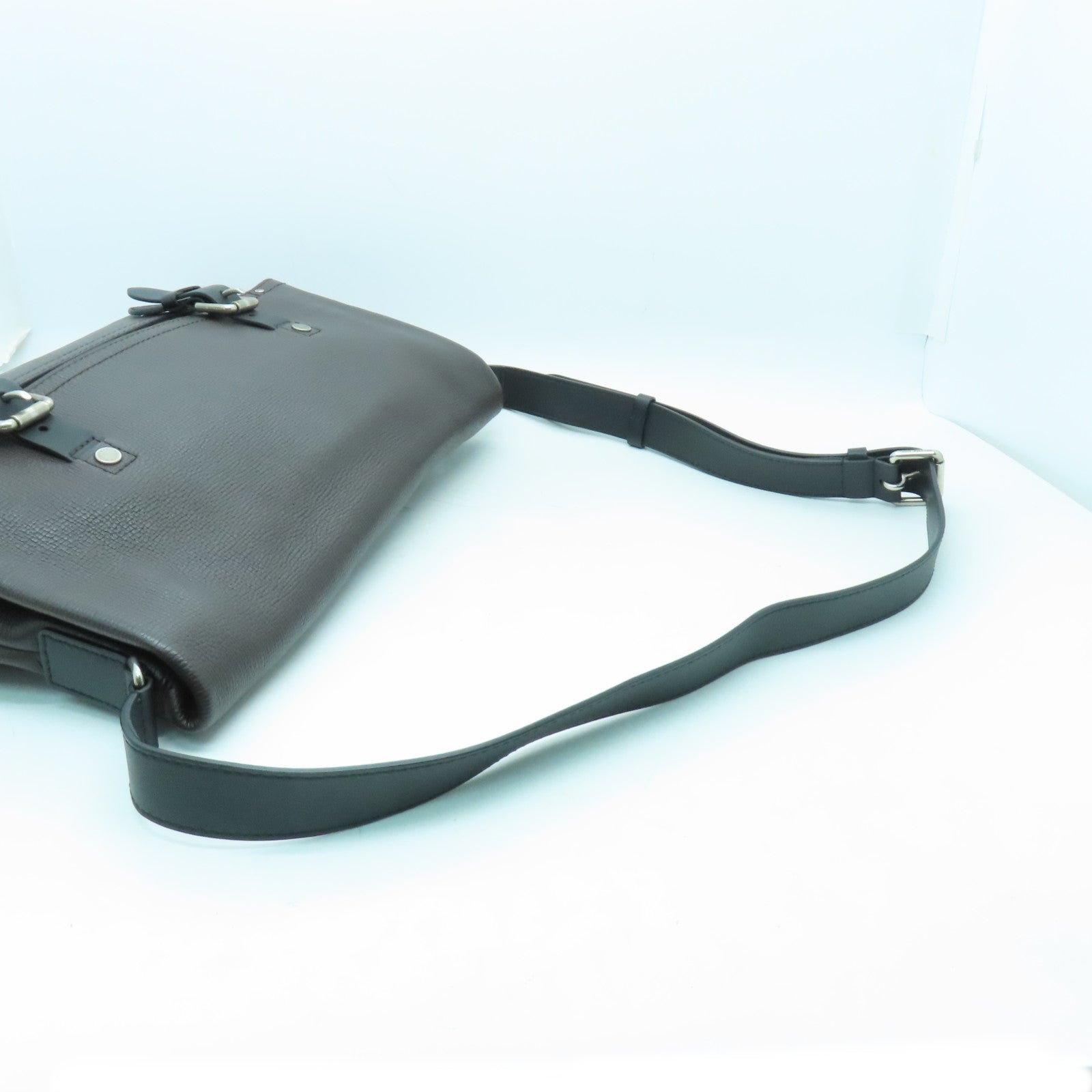 LOUIS VUITTON 牛皮皮革Canyon Messenger MM銀扣肩背袋啡色