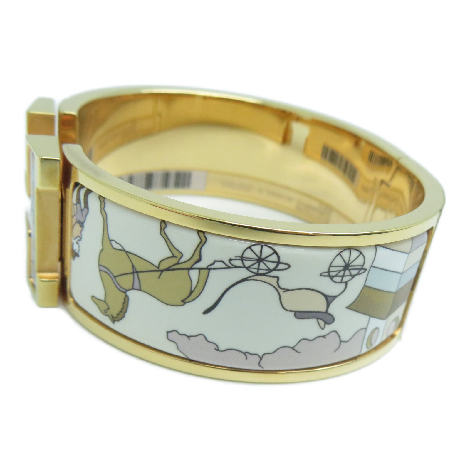HERMES 金屬Clic Clac H Bracelet金扣手鐲白色