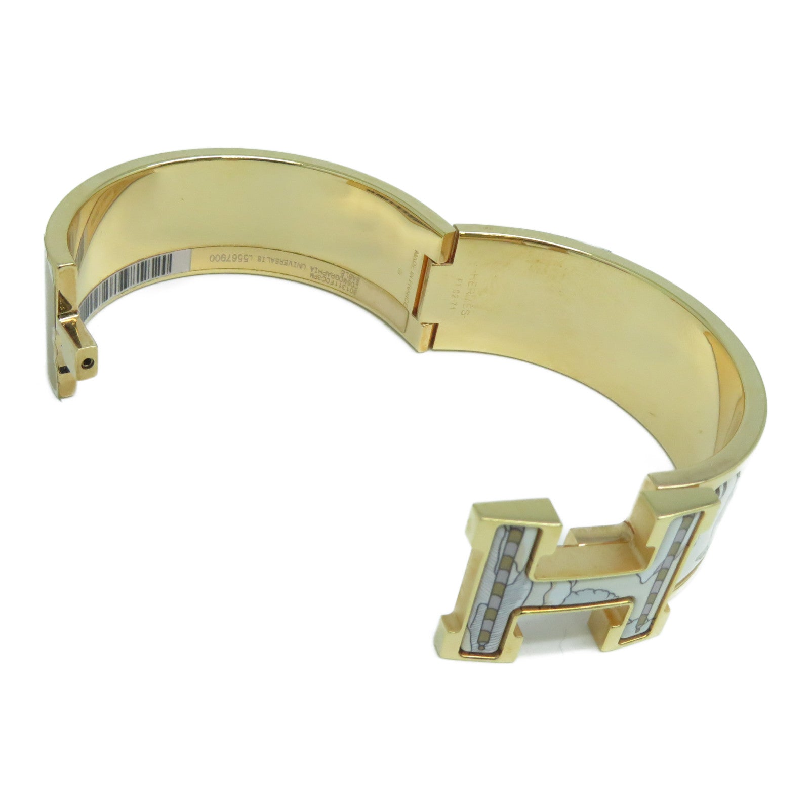 HERMES 金屬Clic Clac H Bracelet金扣手鐲白色