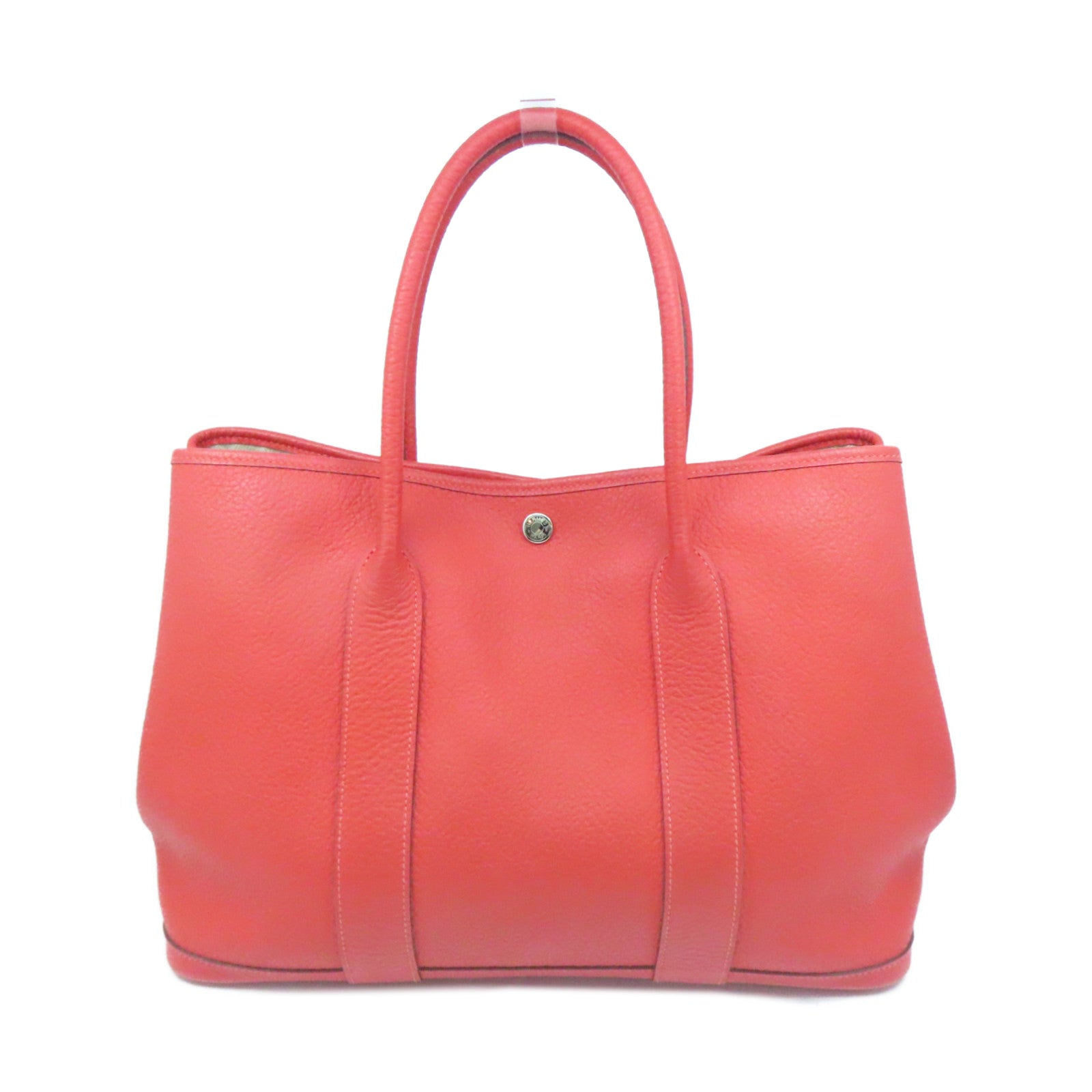 HERMES Country皮革Garden Party PM银扣手挽袋红色