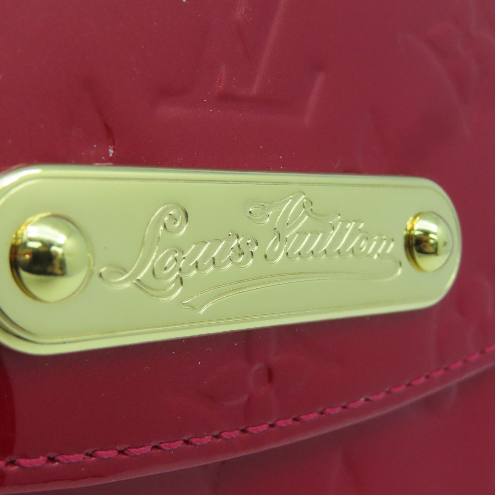 LOUIS VUITTON Monogram Vernis Sunset Boulevard Gold Buckle Shoulder Bag Red