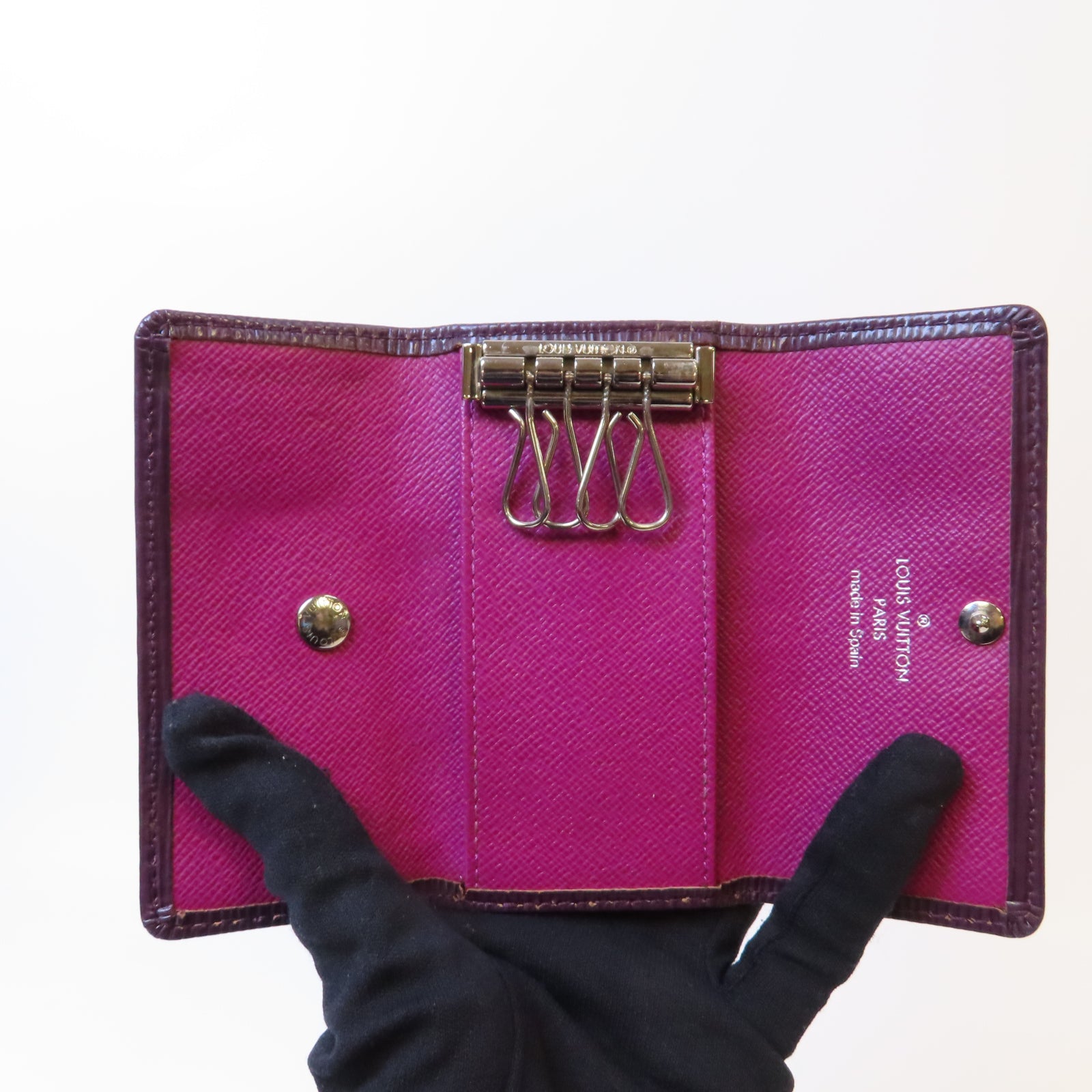 LOUIS VUITTON Epi Key Case銀扣鎖匙包紫色