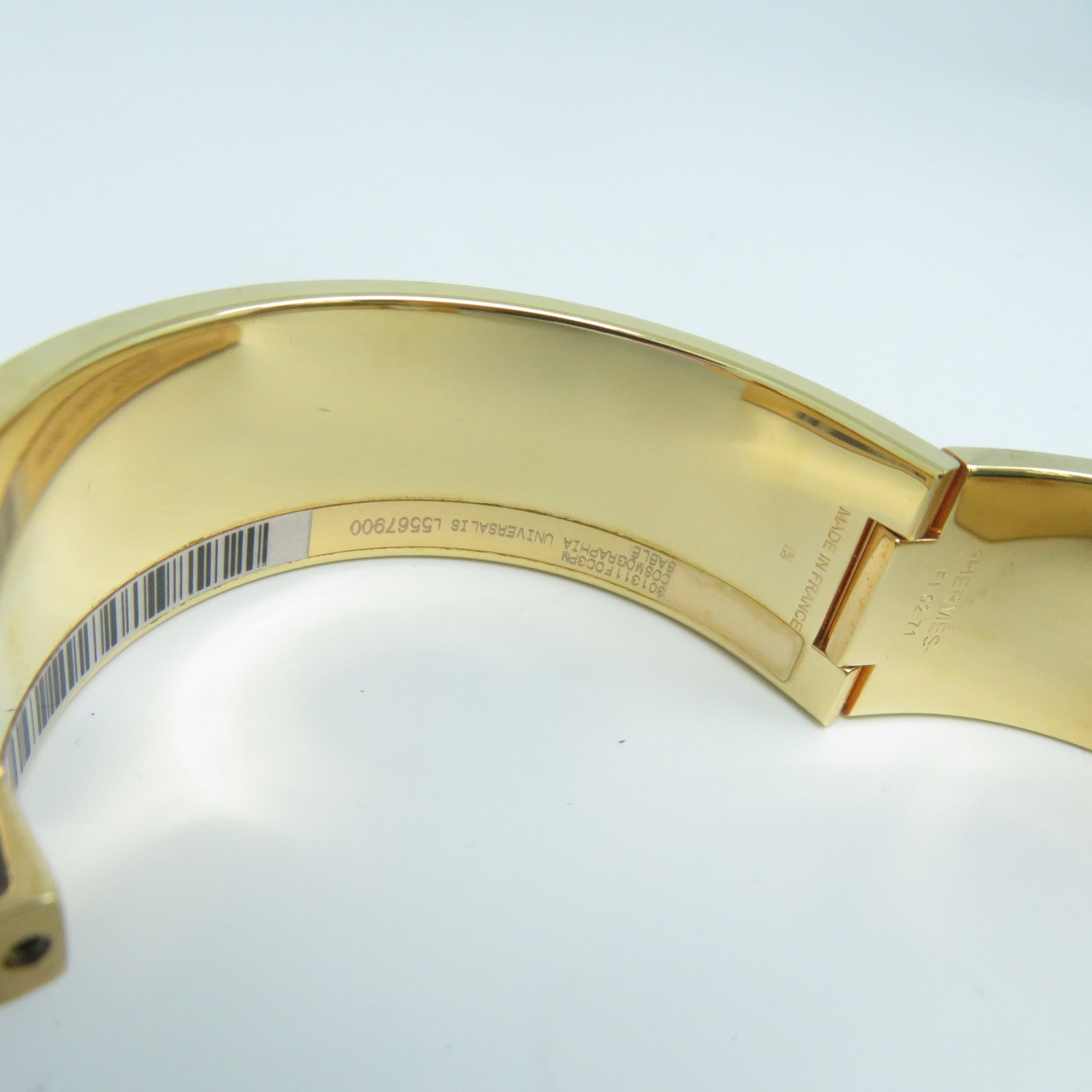 HERMES 金屬Clic Clac H Bracelet金扣手鐲白色