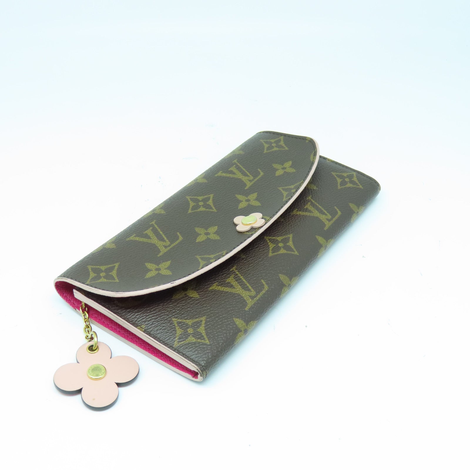 LOUIS VUITTON Monogram Emilie Wallet gold buckle long wallet brown