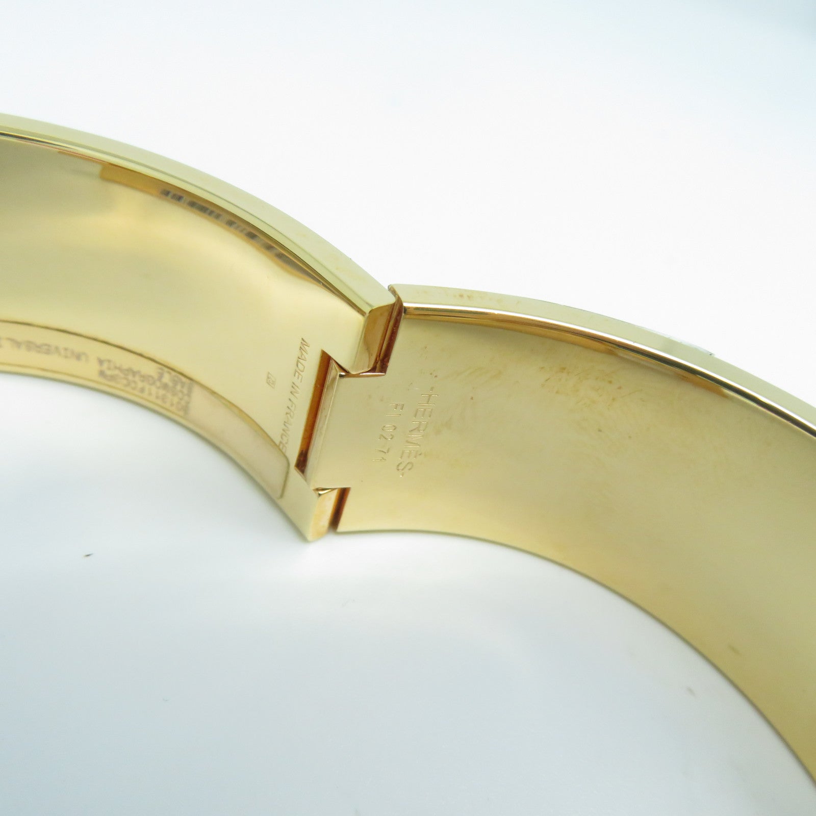 HERMES 金屬Clic Clac H Bracelet金扣手鐲白色