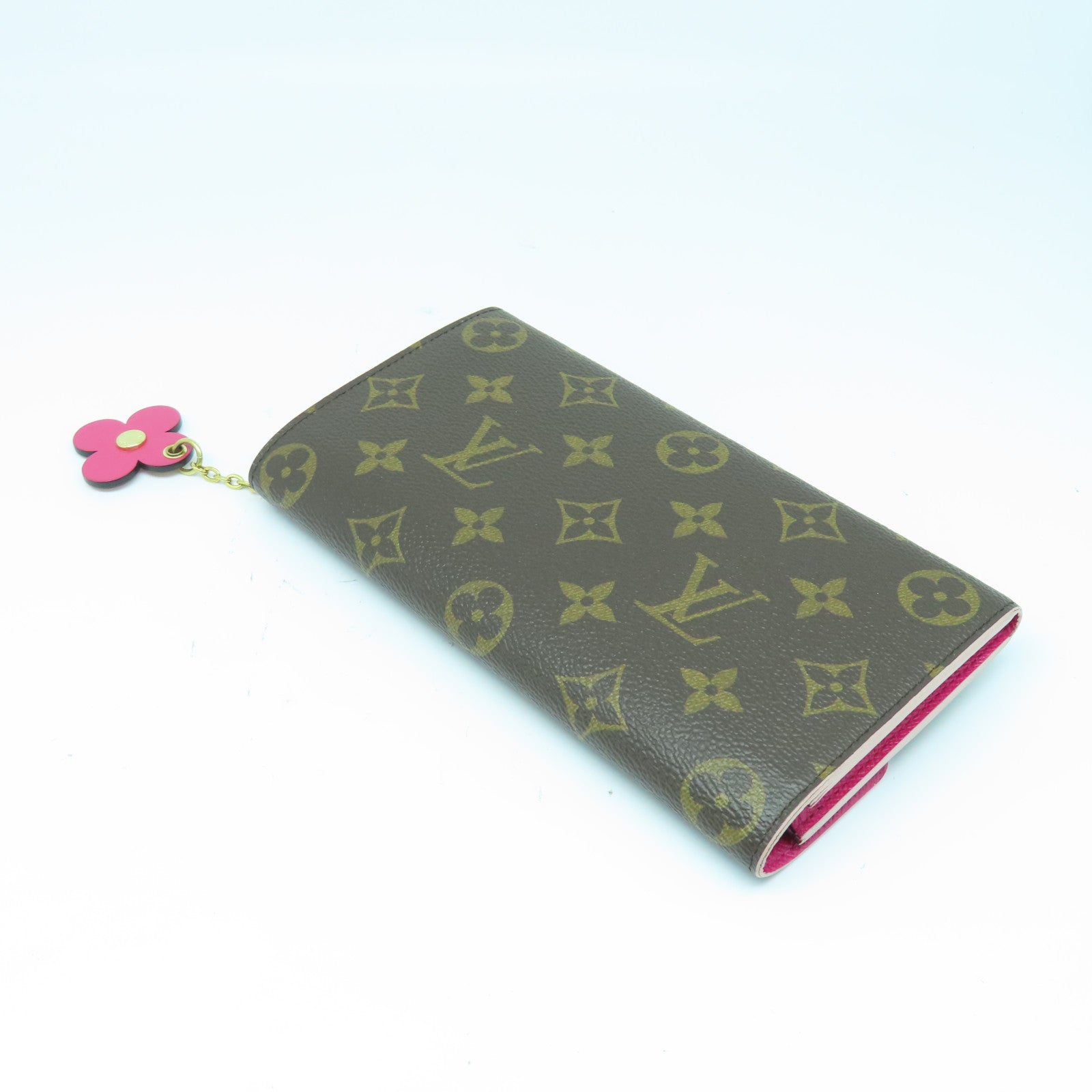 LOUIS VUITTON Monogram Emilie Wallet gold buckle long wallet brown
