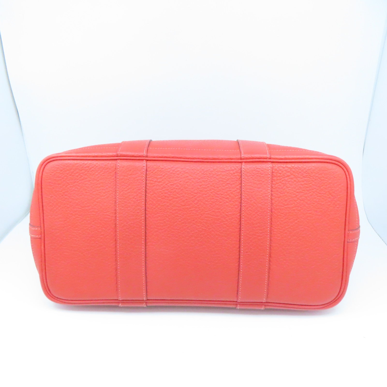 HERMES Country皮革Garden Party PM银扣手挽袋红色