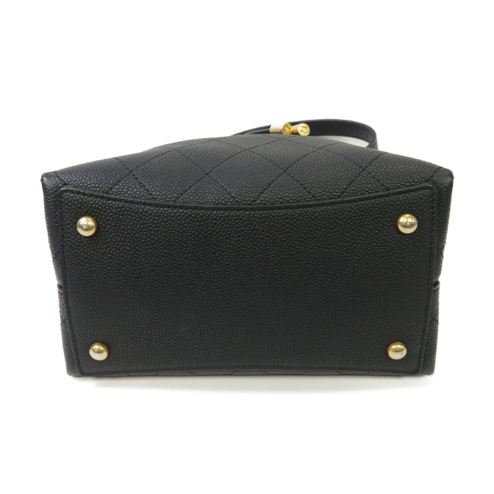 CHANEL 菱格Caviar皮革2way Chain Shoulder Bag金扣手挽肩背兩用袋黒色