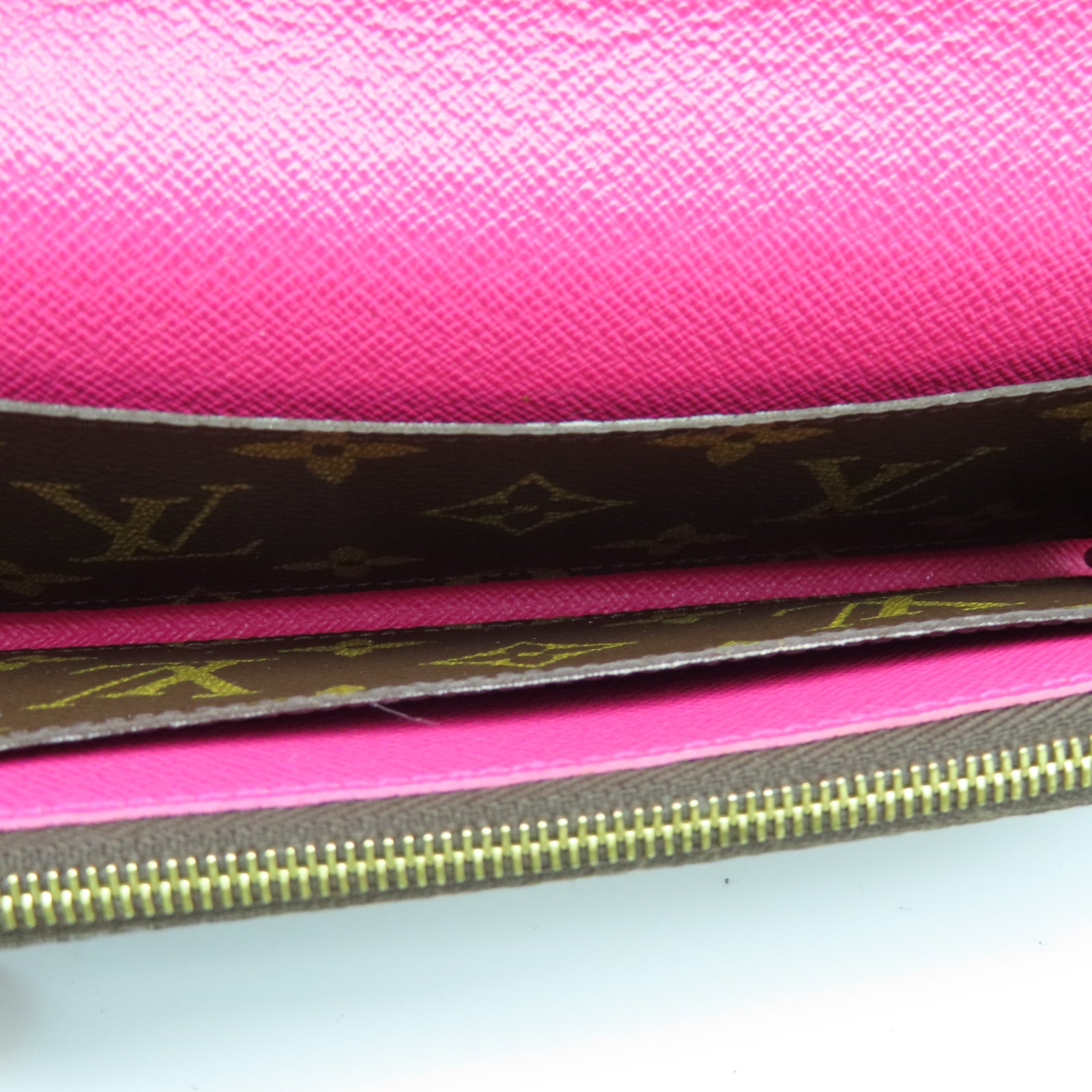 LOUIS VUITTON Monogram Emilie Wallet gold buckle long wallet brown