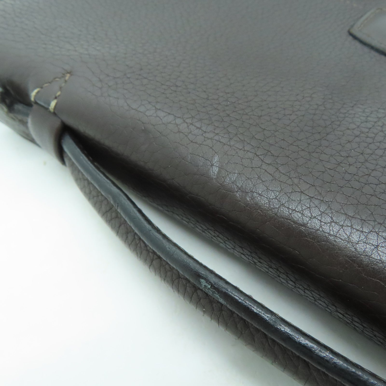HERMES 【激減優惠】牛皮皮革Sac A Depeches 27銀扣手挽袋啡色