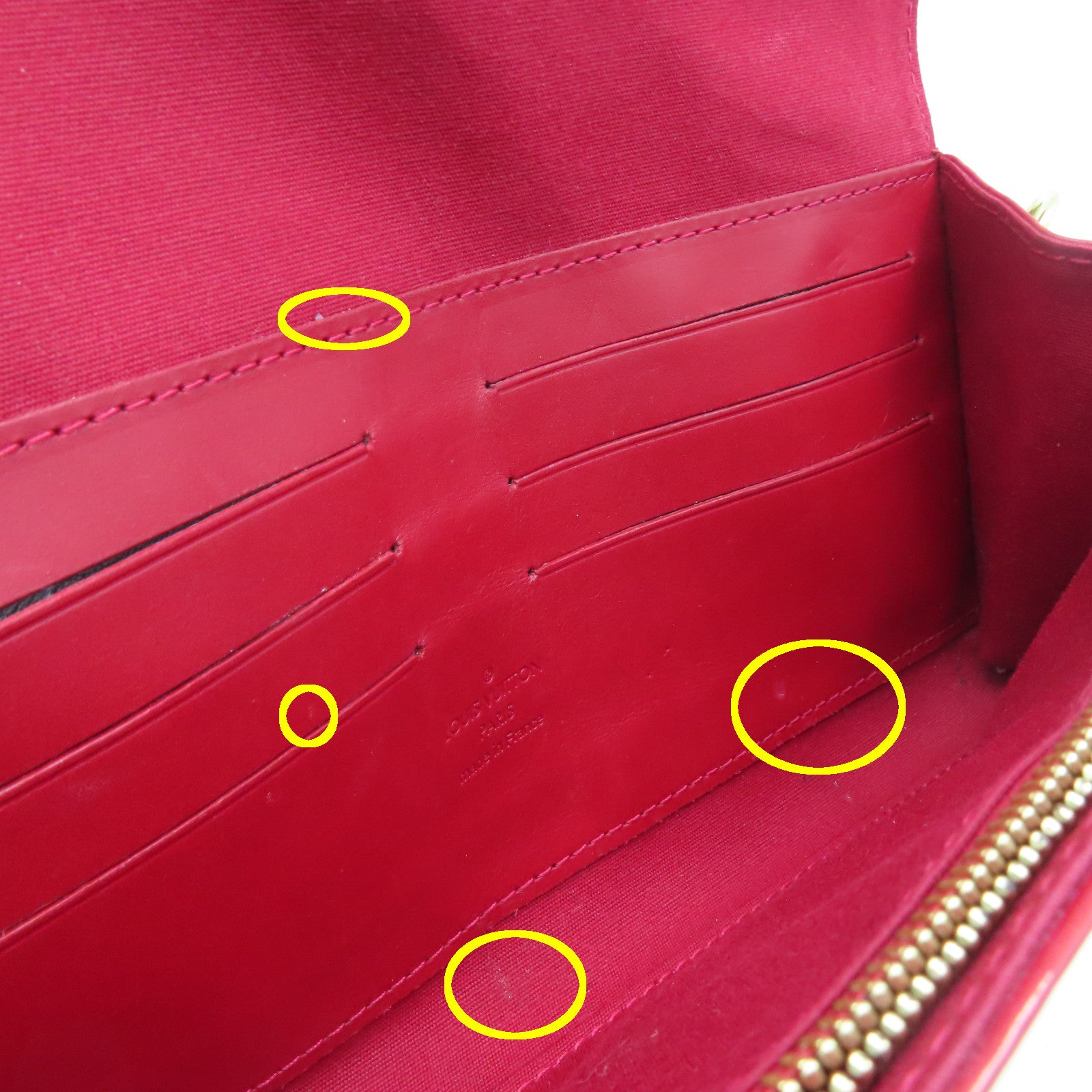 LOUIS VUITTON Monogram Vernis Sunset Boulevard Gold Buckle Shoulder Bag Red