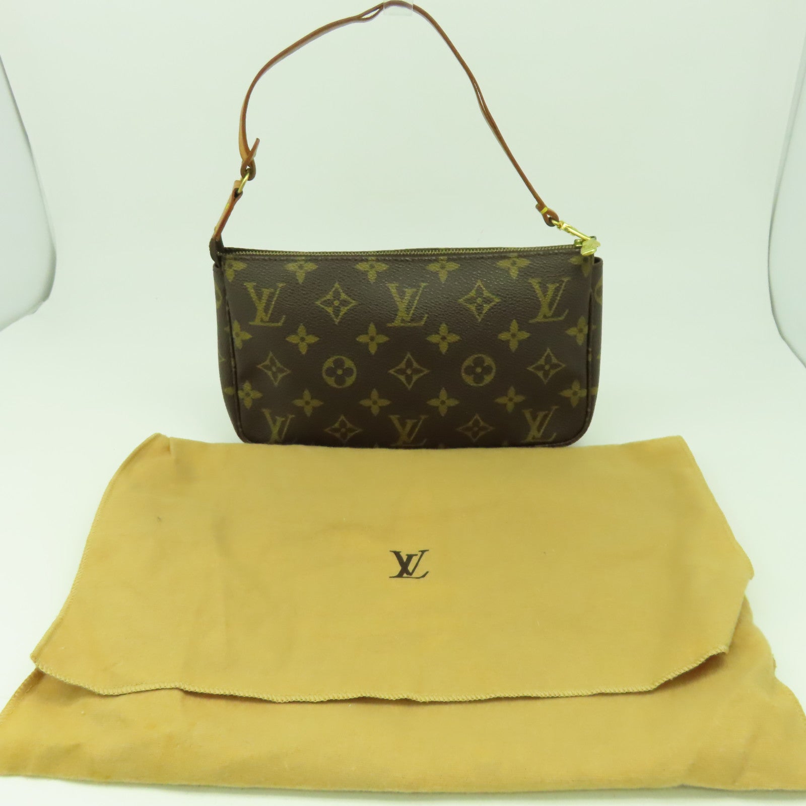 LOUIS VUITTON Monogram Accessories Pouch金扣手挽袋啡色