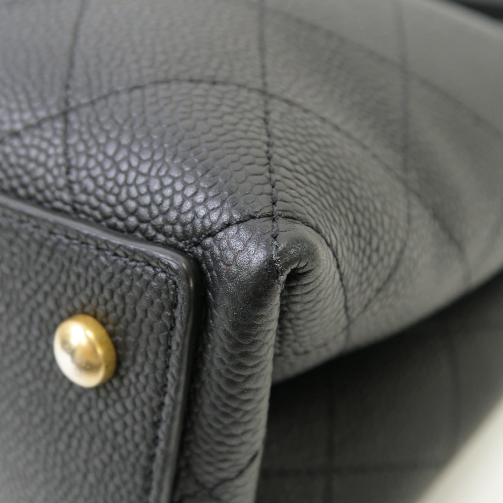 CHANEL 菱格Caviar皮革2way Chain Shoulder Bag金扣手挽肩背兩用袋黒色